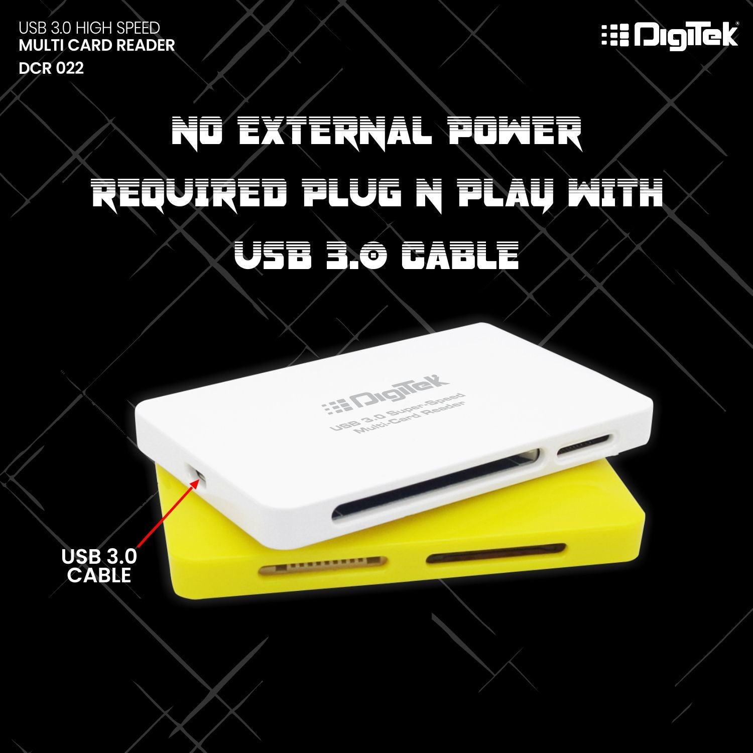 Digitek (DCR 022) USB 3.0 High Speed Card Reader | White - Digitek