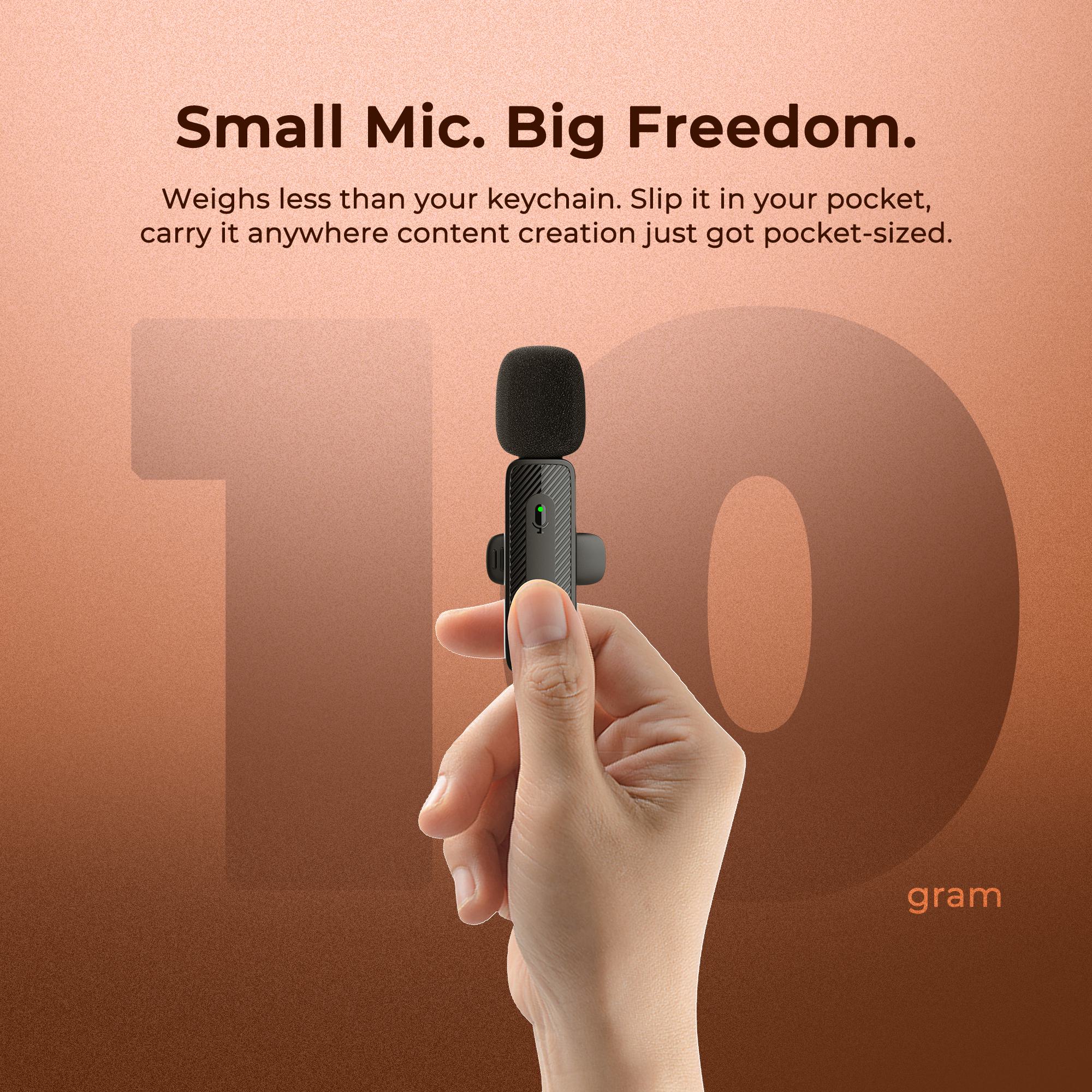 Digitek® (DWM-007 PRO) Wireless Microphone & Receiver with Lightning Connector, 2.4GHz Frequency, 4Hr Battery, 20m Range, Compatible with iPhone & iPad, For Voice Recording, Interview & Live Streaming, for iPhone X/11/12/13/14 Series