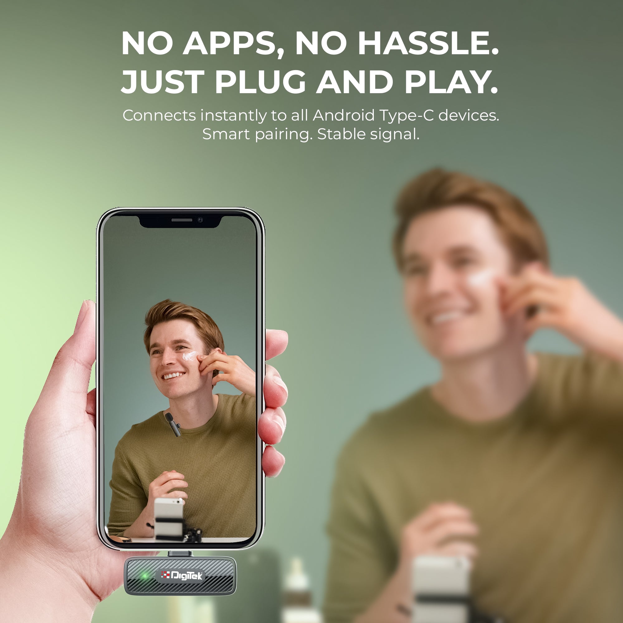 Digitek® (DWM-008 PRO) Wireless Microphone & Receiver with Type-C Connector, 2x Mic System, 2.4GHz Frequency, 4Hr Battery, 20m Range, For Android Devices, Ideal for Voice Recording, & Live Streaming