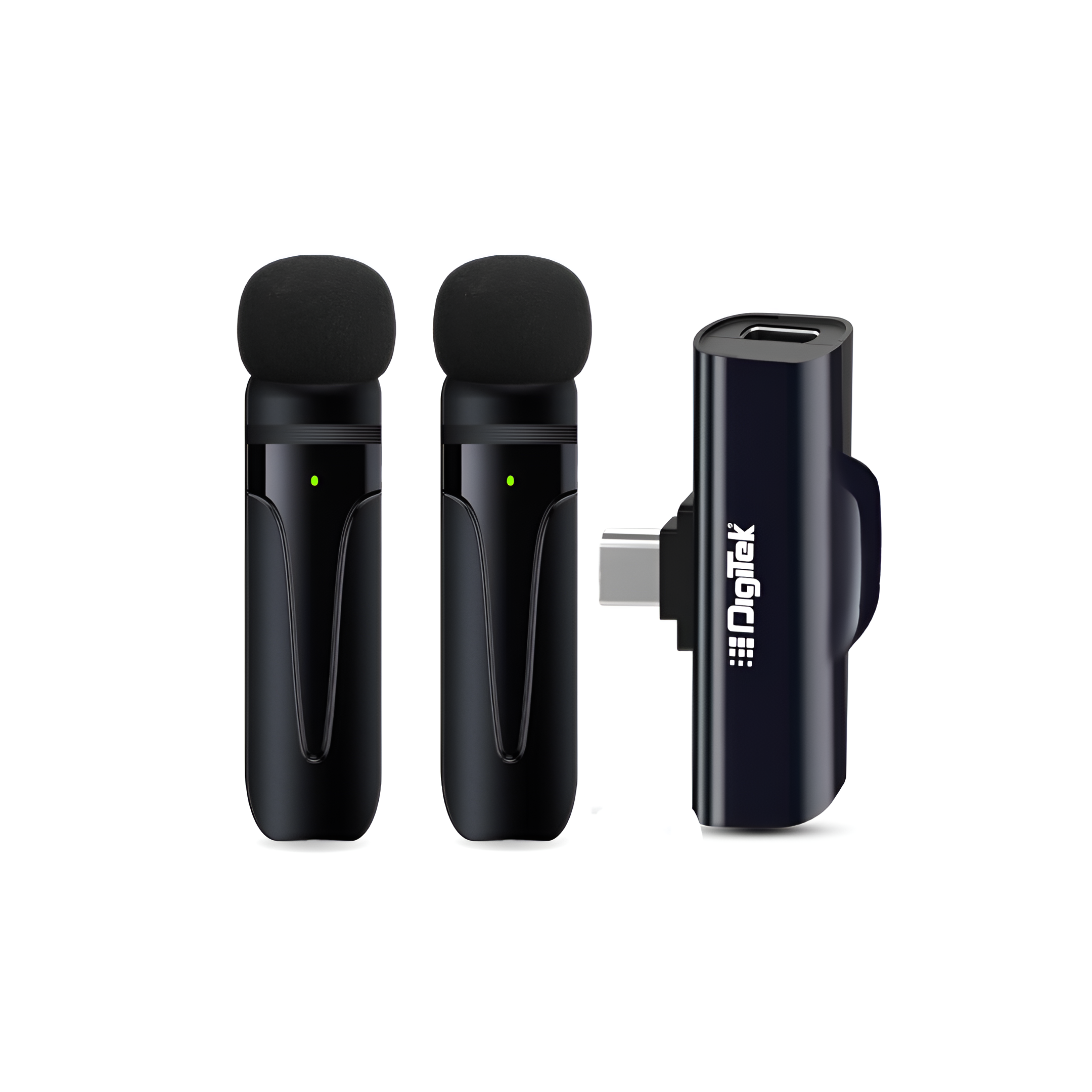 Digitek (DWM 003) Wireless Microphone with Receiver Set, 2 Mics + 1 Receiver, Type C Connector, 4 Hours Continuous Use, 10m Wireless Range, Suitable for Vlog, YouTube, Live Streaming, Video Recording