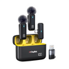 Digitek® (DWM 105) 2 in 1 Wireless Microphone System with ANC Mode, 50m Wireless Range, 6-Hour Working Time, Plug & Play Auto Pairing, Compatible with Android & iOS for Broadcasting & Audio Recording