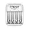 Envie (ECR 32 CURVV) Ni-MH Battery Charger for AA/AAA Rechargeable Batteries, 2 or 4 Slot Smart USB Charger with LED Indicator, Overcharge Protection & Battery Revival Function