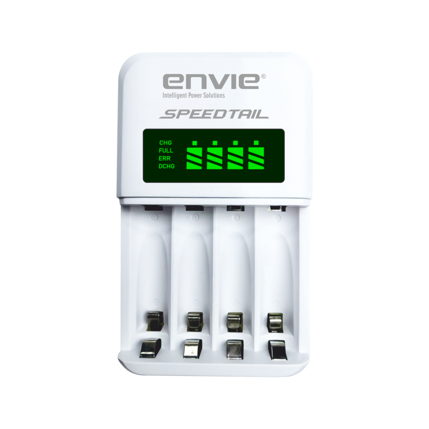 Envie (ECR 99 SPEEDTAIL) Smart Ni-MH Battery Charger for AA/AAA Rechargeable Batteries, 4 Slot LCD Display, Auto Cut-Off, Battery Refresh & Safety Protection