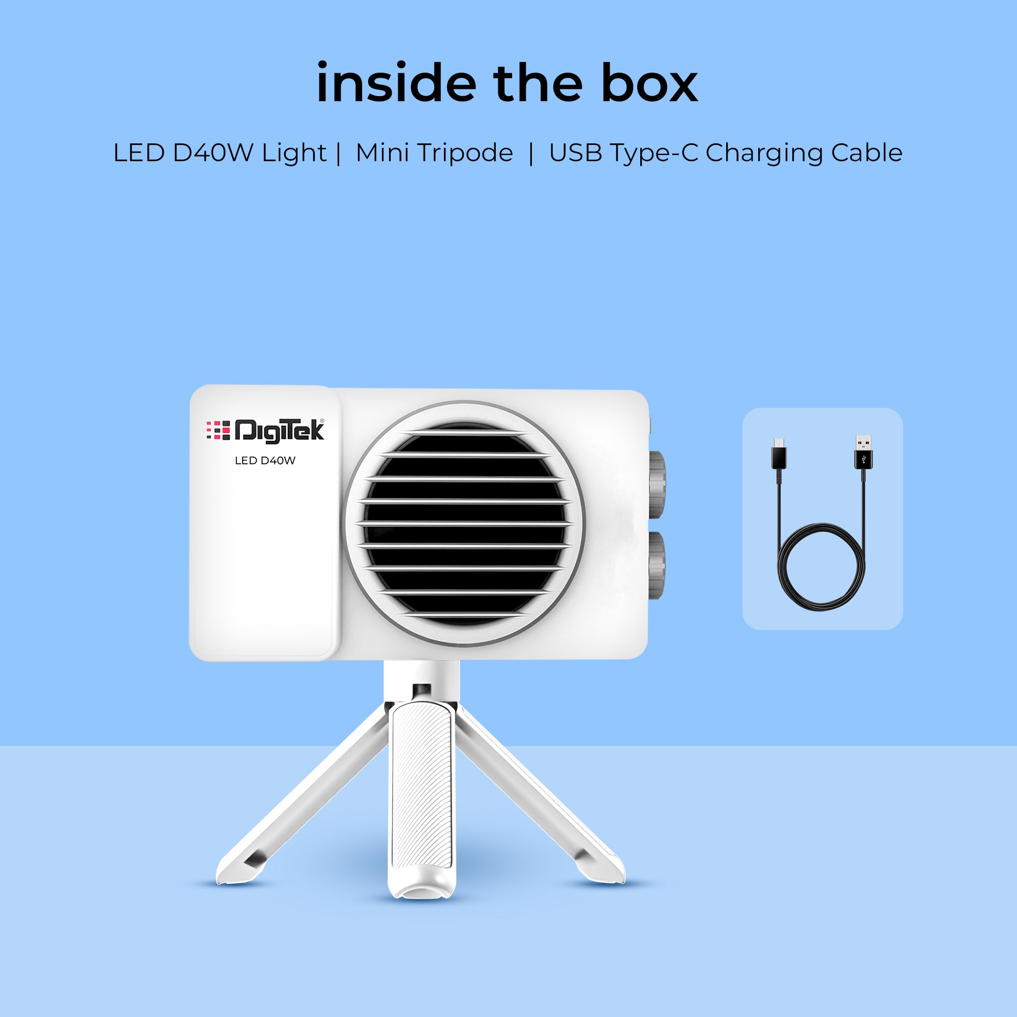 Digitek (LED-D40W) Portable 40W Bi-Color LED Video Light, 2700K-6500K, CRI 96+, 3600LM, 12 FX Lighting Effects, 120° Beam Angle, Built-in Battery & Type-C Charging, Ideal for Photo & Videography