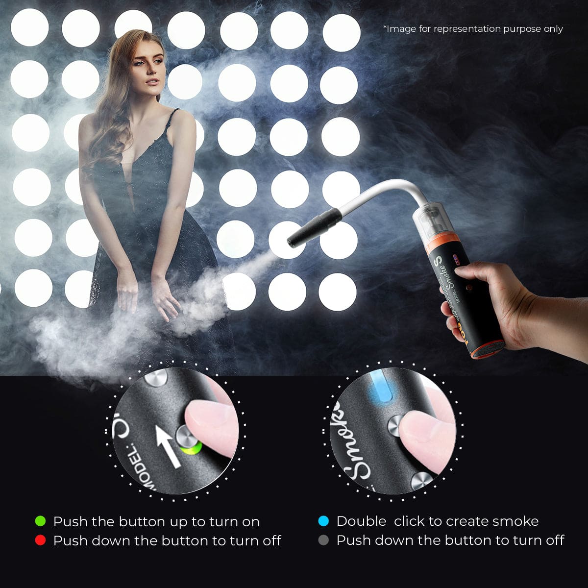 LENSGO Smoke S Hand-held Fog Machine, Portable Smoke Machine with Remote Control LENSGO Fogger for Photography, Outdoor Events, Parties, Stage Effects, Halloween, Disinfection or Weddings - Digitek