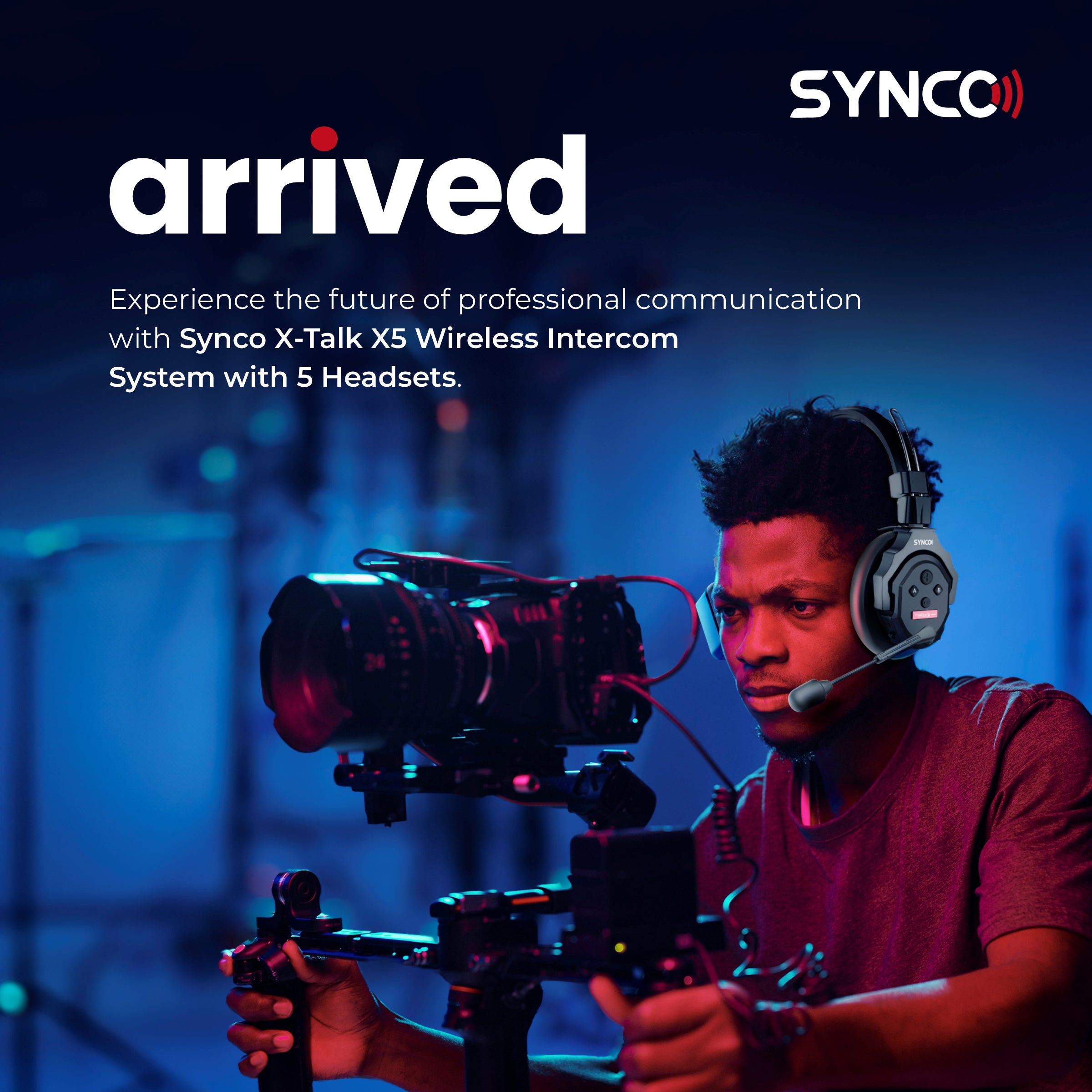 SYNCO (X-Talk X5) 2.4GHz Wireless Headset Intercom System Random Master Device Design for Movie Shoot Live Show Stage Performance (5PCS) - Digitek