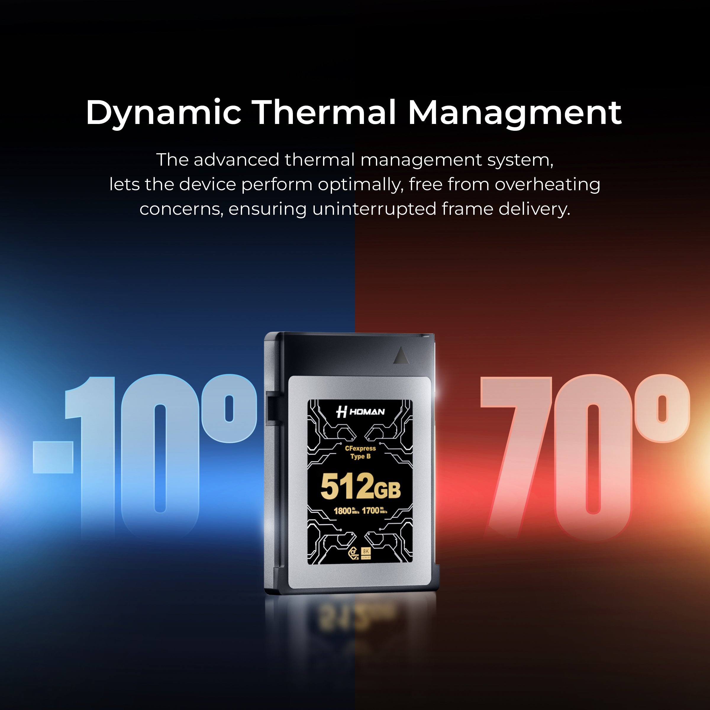 HOMAN CF Express Card Type-B 512GB fit for Any Environmental Temperature from -10 Degree to 70 Degree Celsius with 10 Year Warranty & Recovery - Digitek