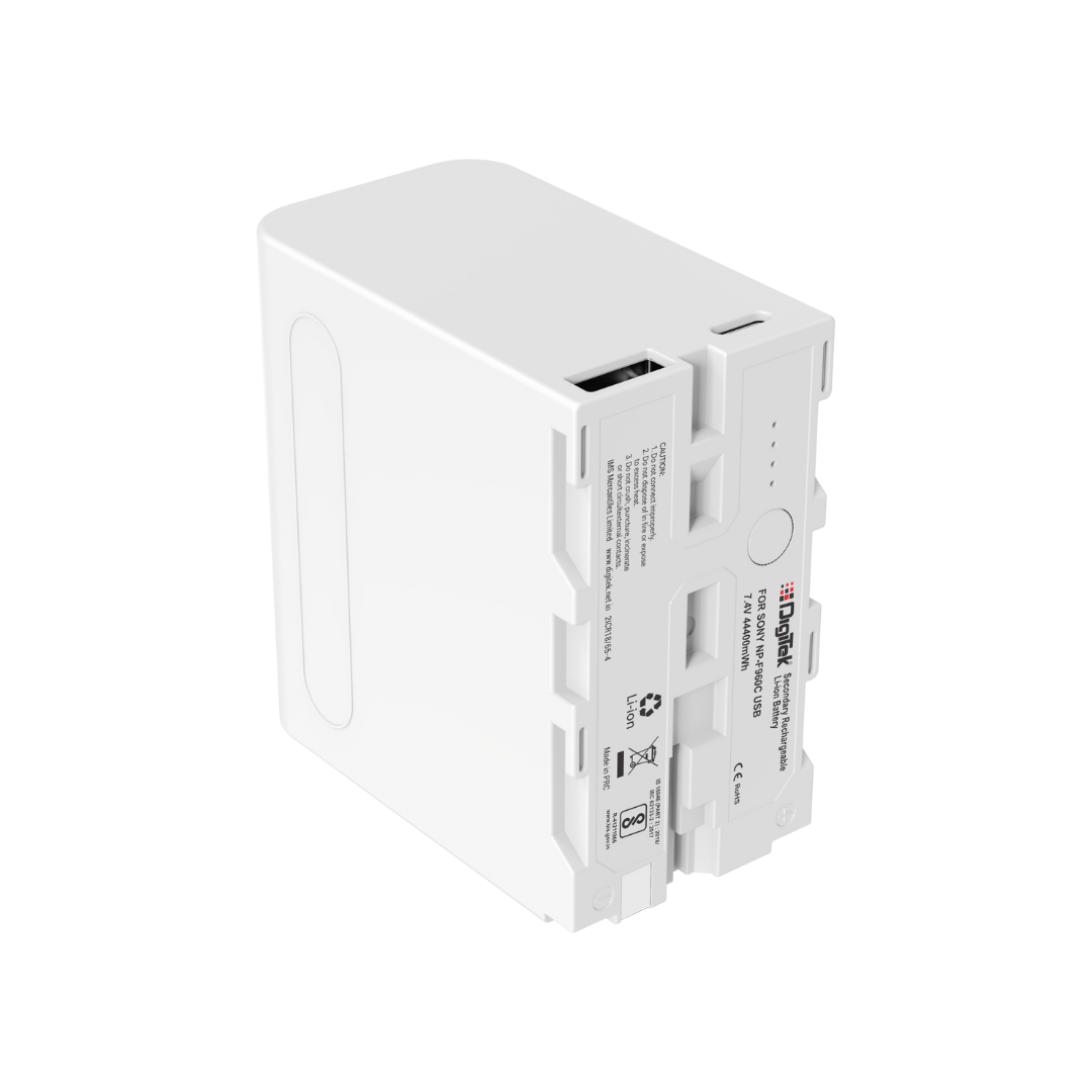 DIGITEK Platinum (NP-F970 C USB) 12000mAh Rechargeable Li-ion Battery, Type C Charging, Compatible with Sony HXR-MC2500, HDR-FX1000, HVR-Z5/Z7, DCR-VX2000, NEX-FS700, For Video Lights, Ring Lights & LED Panels