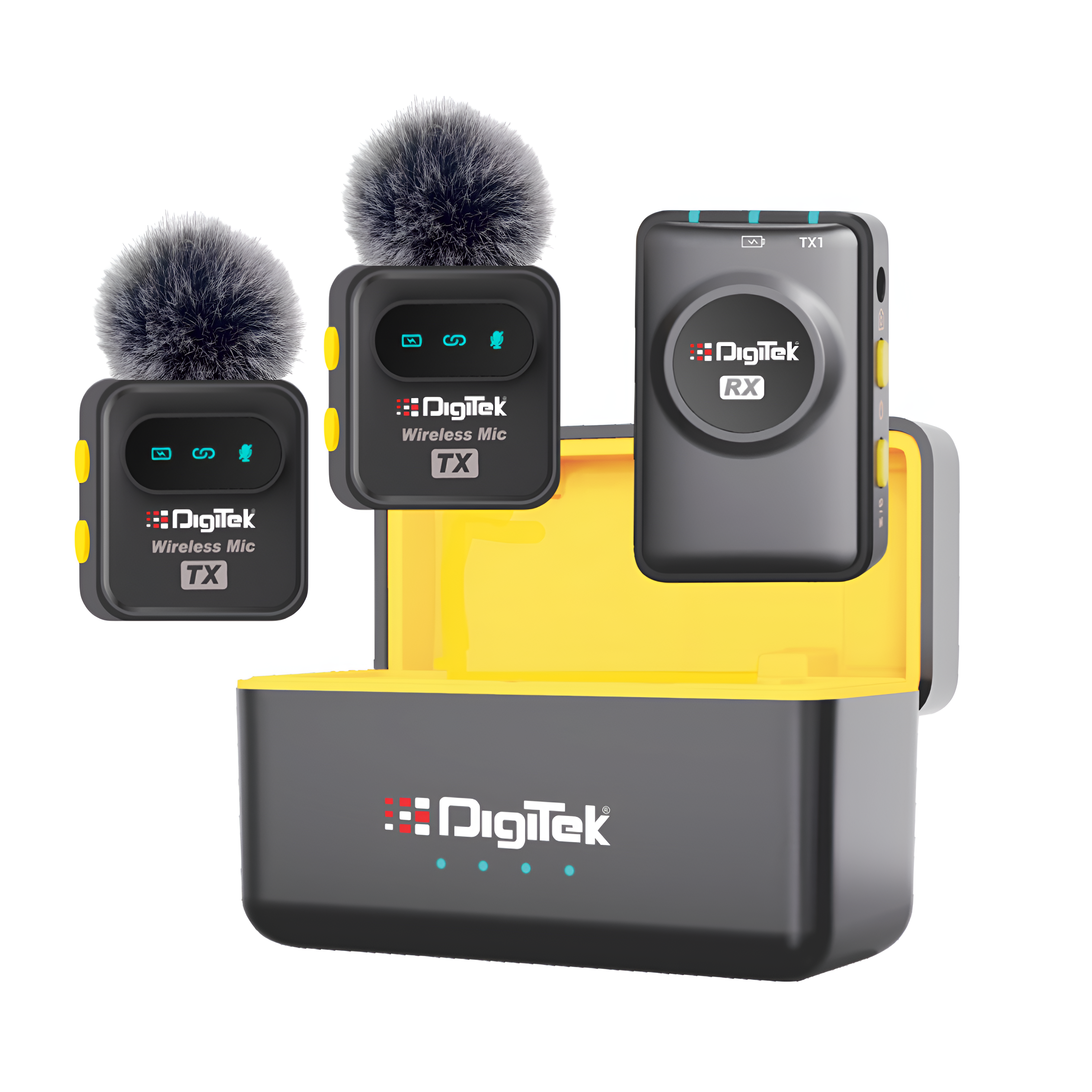 Digitek® (DWM-118) 2-in-1 Wireless Microphone, 50m Range, Noise Reduction, 7Hr Battery, Plug & Play, C-to-C & C-to-LTC Converter, iOS/Android/DSLR Compatible - for Vlogging/Interview/Video Shooting