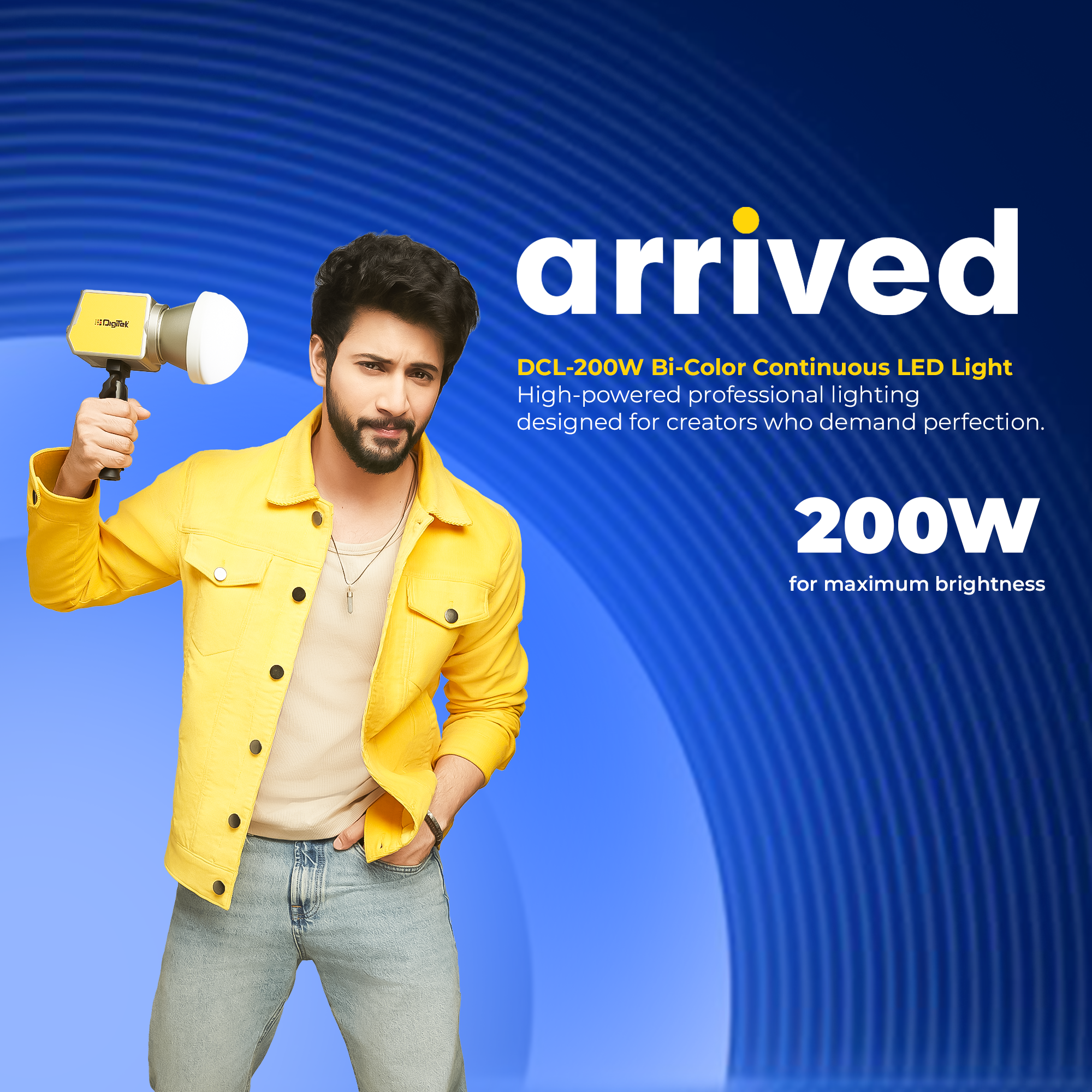 Digitek (DCL 200 WBC) 200W Bi-Color COB Continuous LED Video Light, Mini Bowens Mount with Reflector, 2700K–6500K ±200, 18000LM, CRI 97+, 12 FX Modes, App & Remote Control, For Studio, Photography & Videography