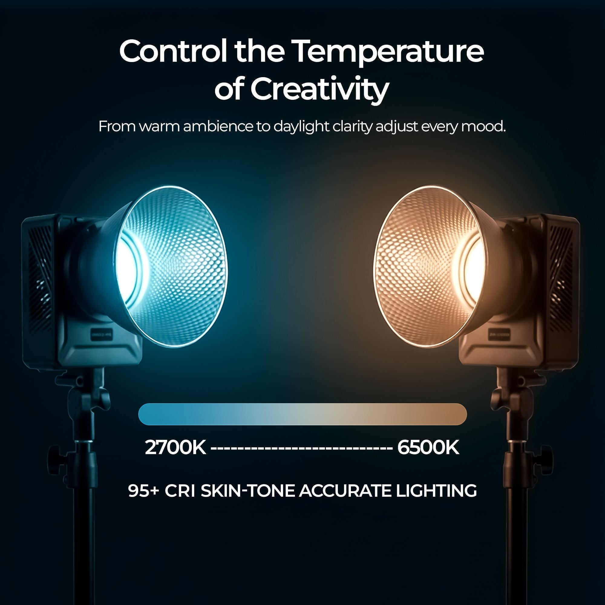 Digitek Lite (DCL 400WBC Combo) 330W Bi Color COB LED Continuous Light with Reflector & Bowens Mount, 10 Fx Effects, 0-100% Dimming, 2700K-6500K Color Temp, 26860LM, 95+ CRI,  For Photo & Video Shoots