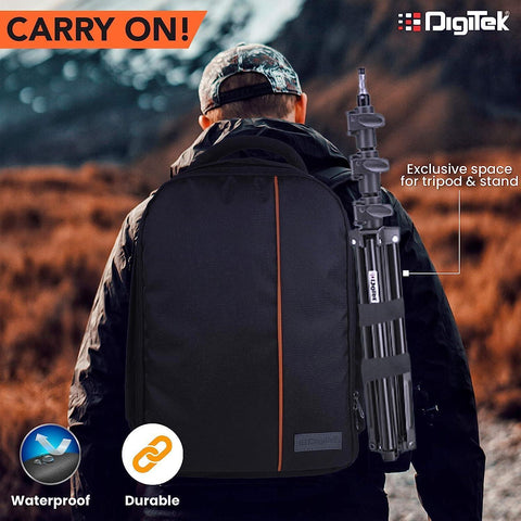 Digitek (DCB 001) Waterproof Camera Bag, Lightweight DSLR Backpack, Lens Accessories Carry Case for All DSLR Cameras-Made in India - Digitek