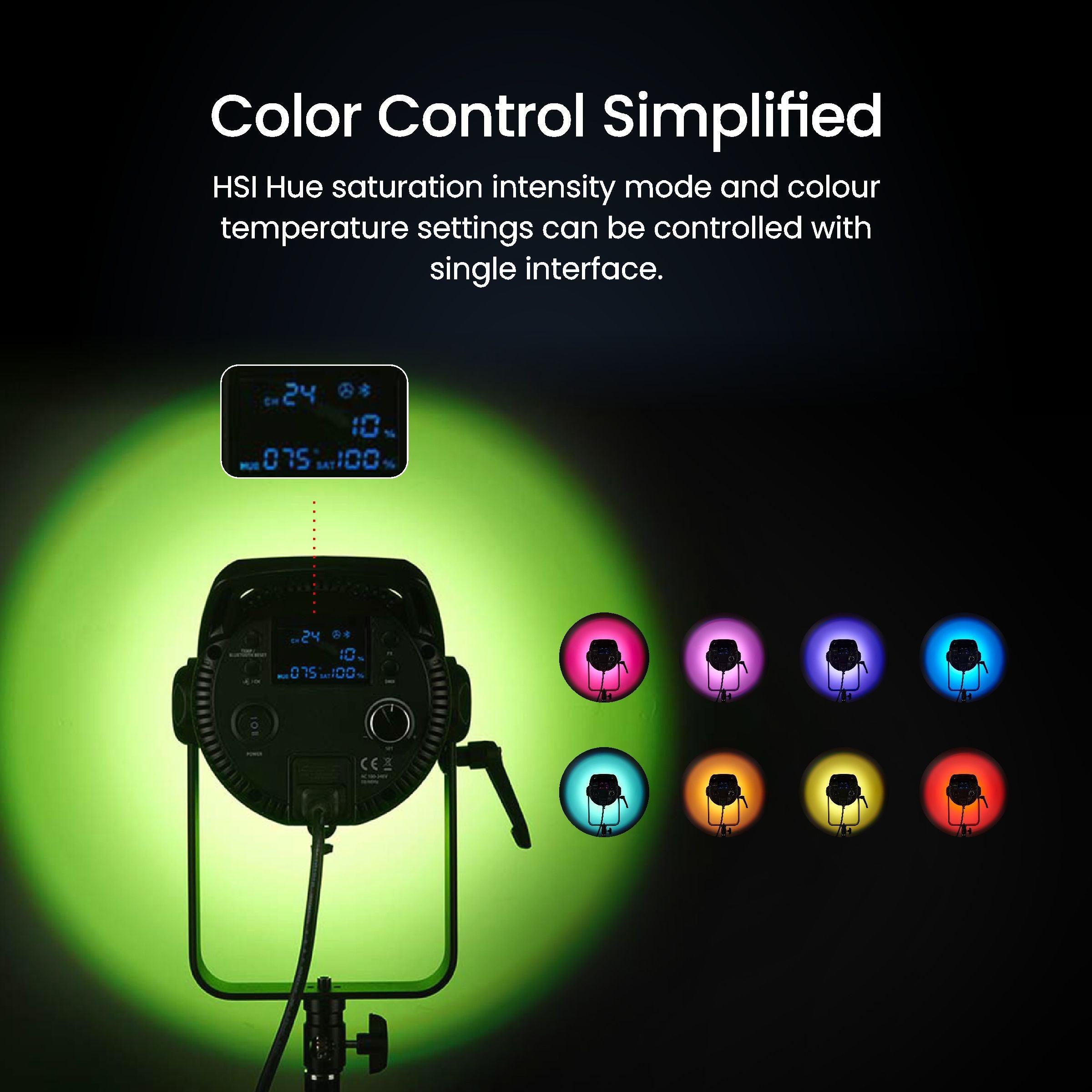 Digitek DCL-200 W RGB Combo Continuous LED Light with 18 CM Reflector Suitable for All Kinds of Small Production Photography/Power Saving & Environment Protection - Digitek