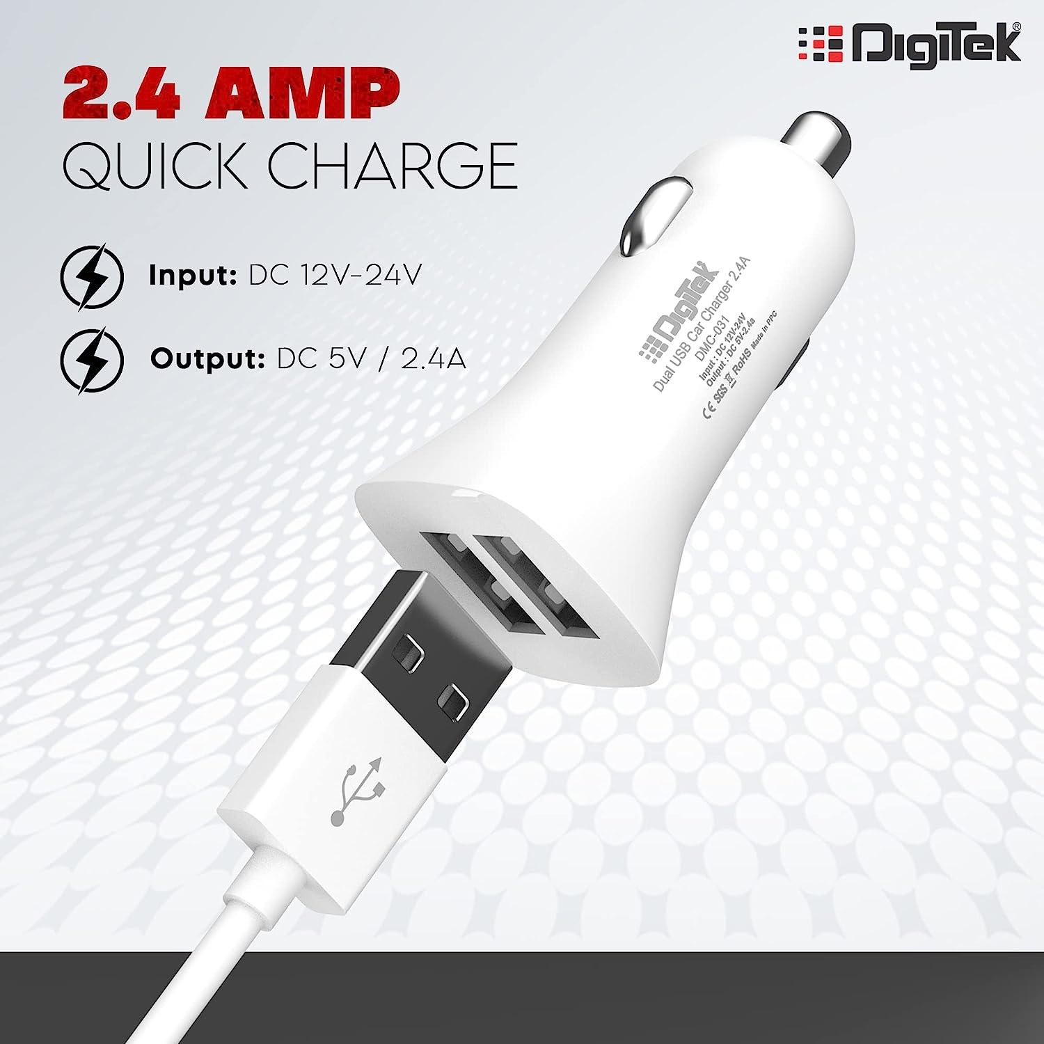 Digitek (DMC 031) High-Speed Dual USB Car Charger 2.4A - Digitek