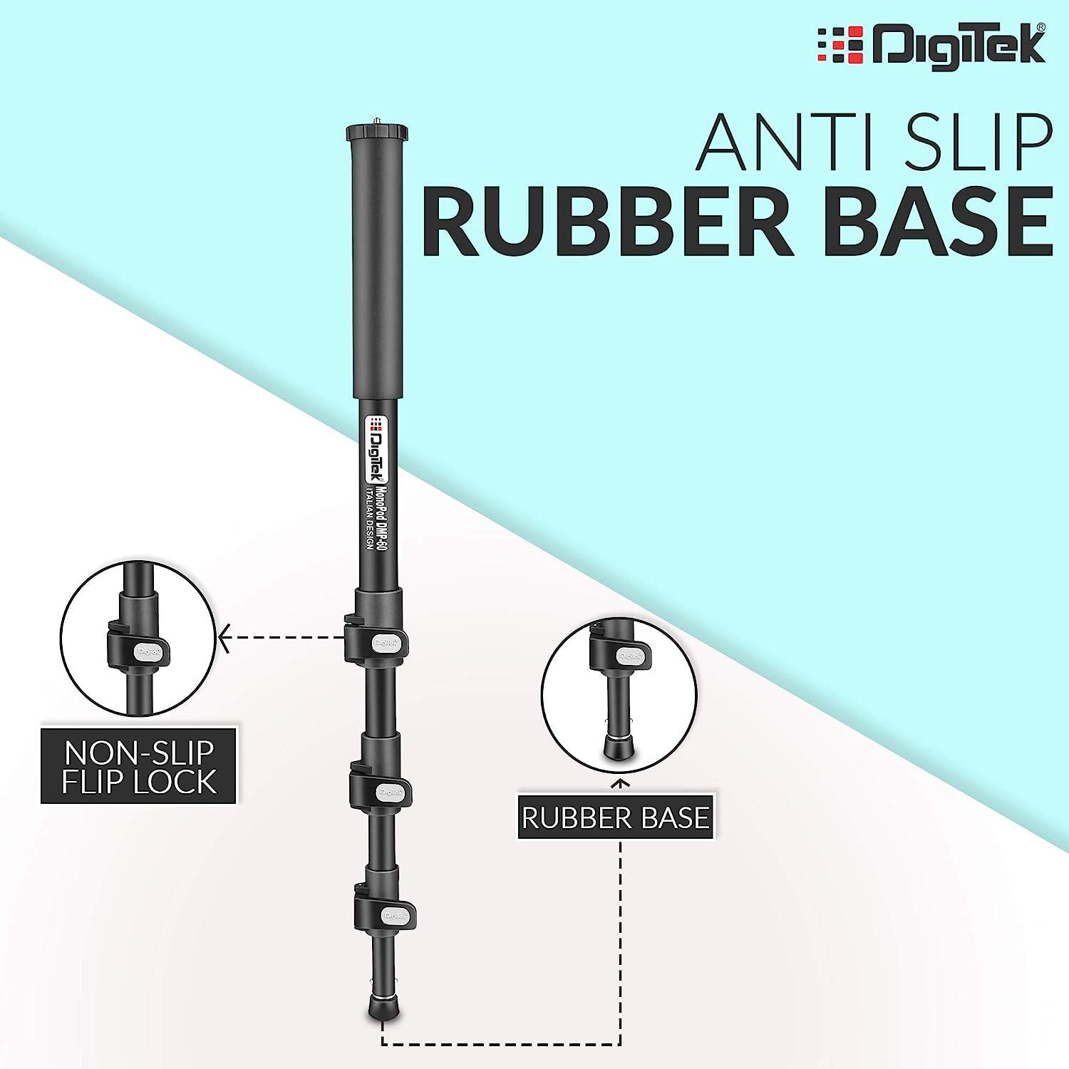 Digitek (DMP 60N) Professional Monopod with 4 Extendable Sections & Dual Mount Thread Adapter (1/4inch and 3/8inch), Load Upto: 5 kgs, Max. Operating Height: 157 cm - Digitek