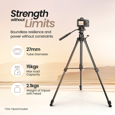 Digitek (DPTR 990VD) Platinum Heavy Duty Tripod with Professional Fluid Video Head Maximum Operating Height: 1660 mm, Max Load Upto: 15 kgs - Digitek