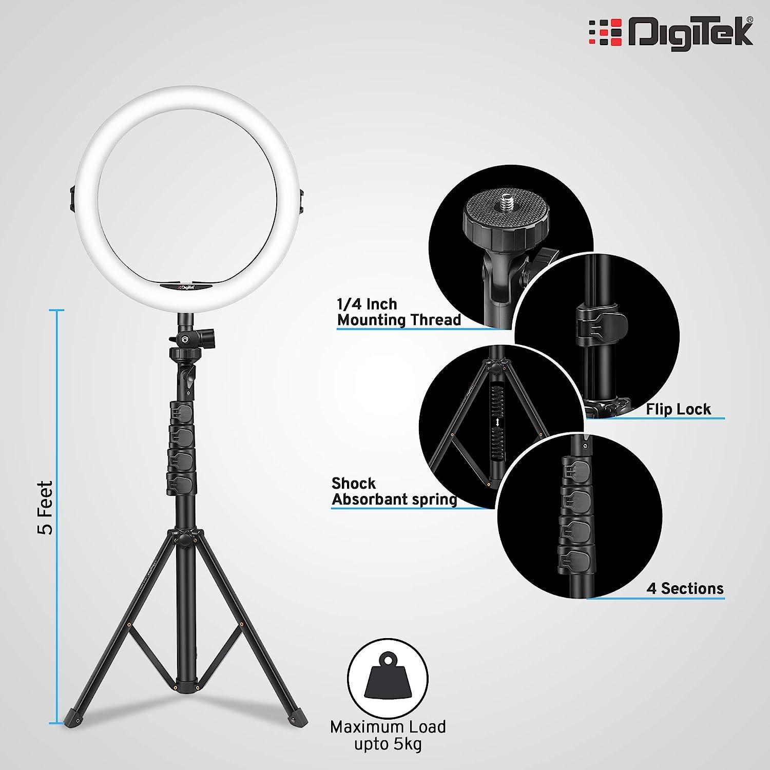 Digitek (DRL 12C) Professional (12 inch) LED Ring Light with Tripod Stand for Mobile Phones & Camera - Digitek