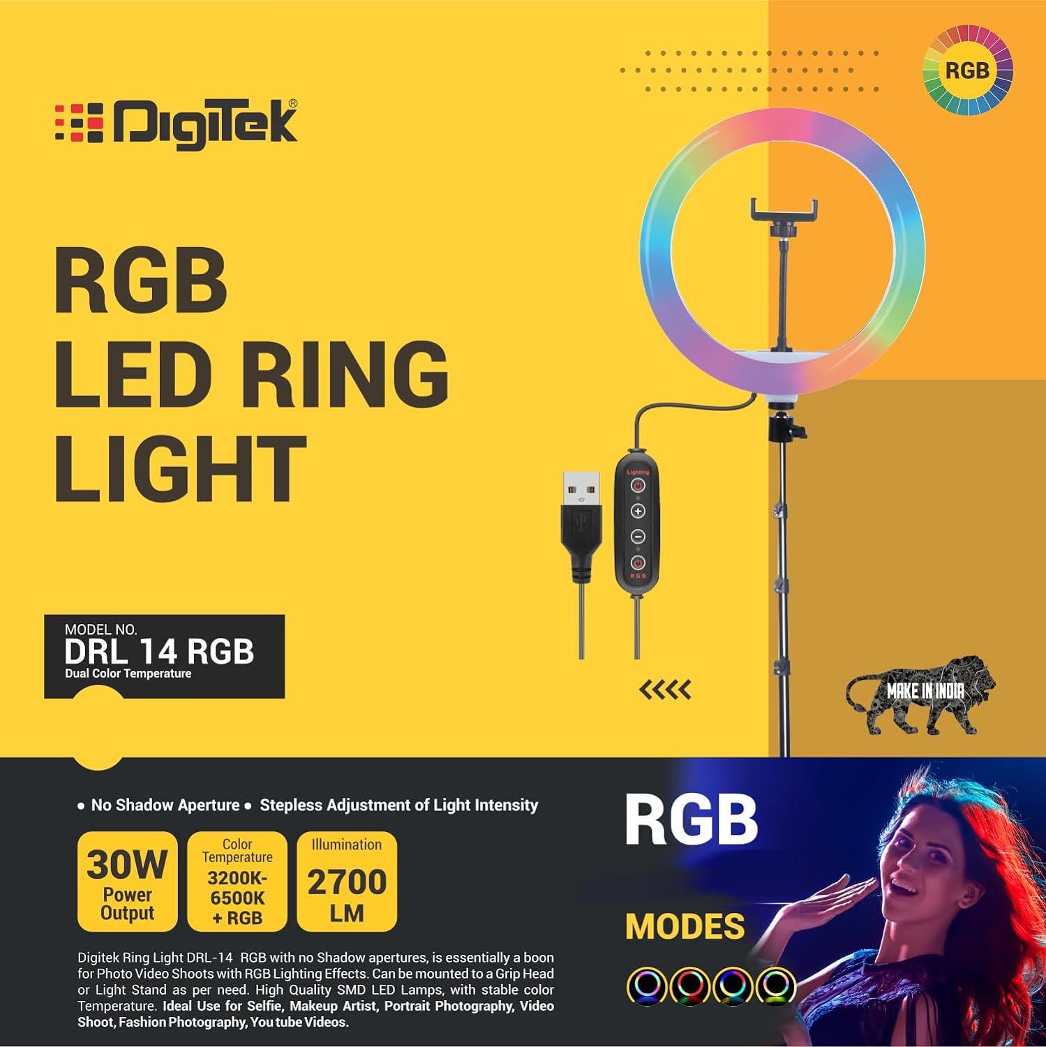 digitek drl 14 rgb 31cm led ring light for photo and video shoot live stream and more digitek 3