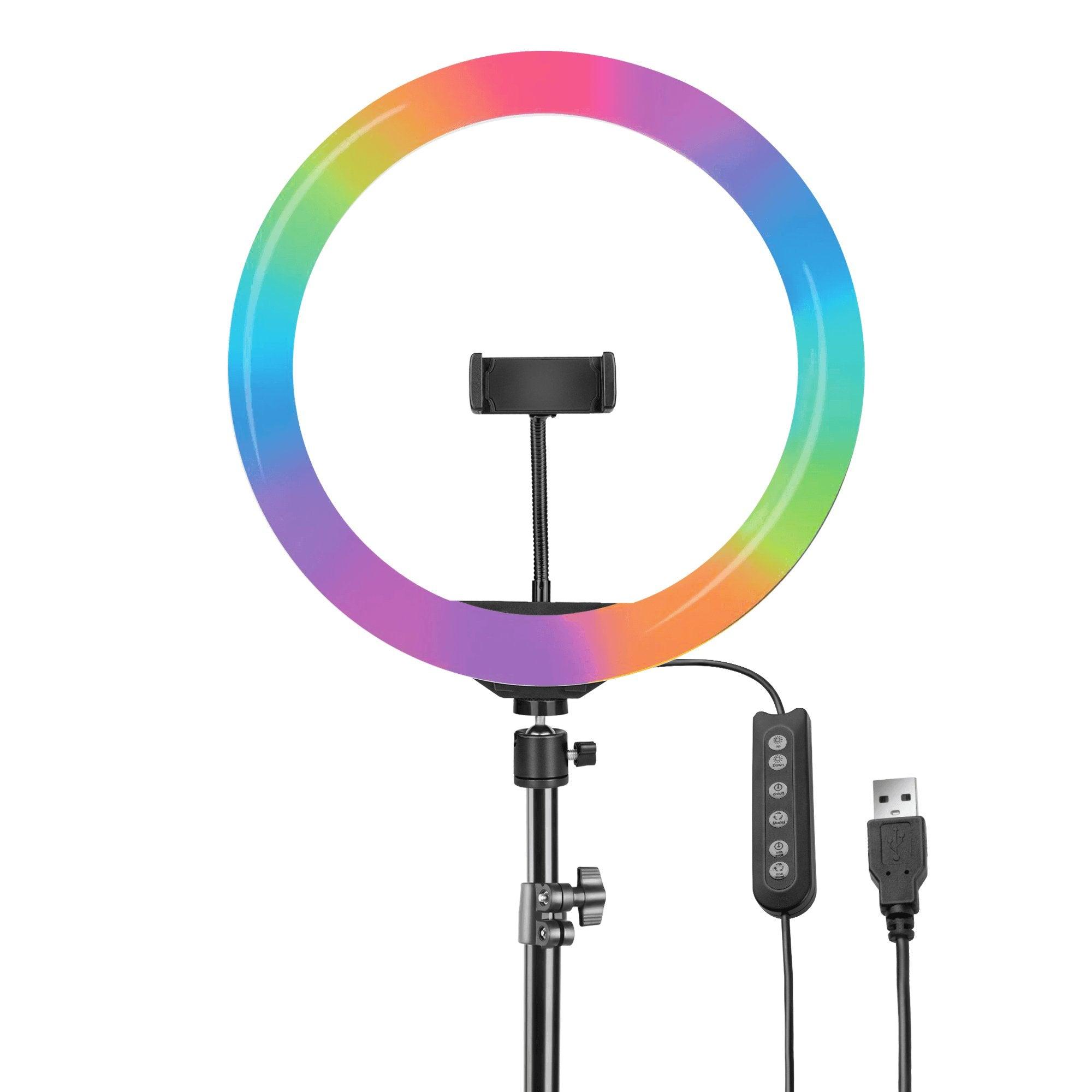 Digitek (DRL-15C RGB) LED RGB Ring Light with Stand for YouTube, Photo-Shoot, Video Shoot, Live Stream, Makeup & More, Compatible with iPhone/Android Phones & Camera - Digitek