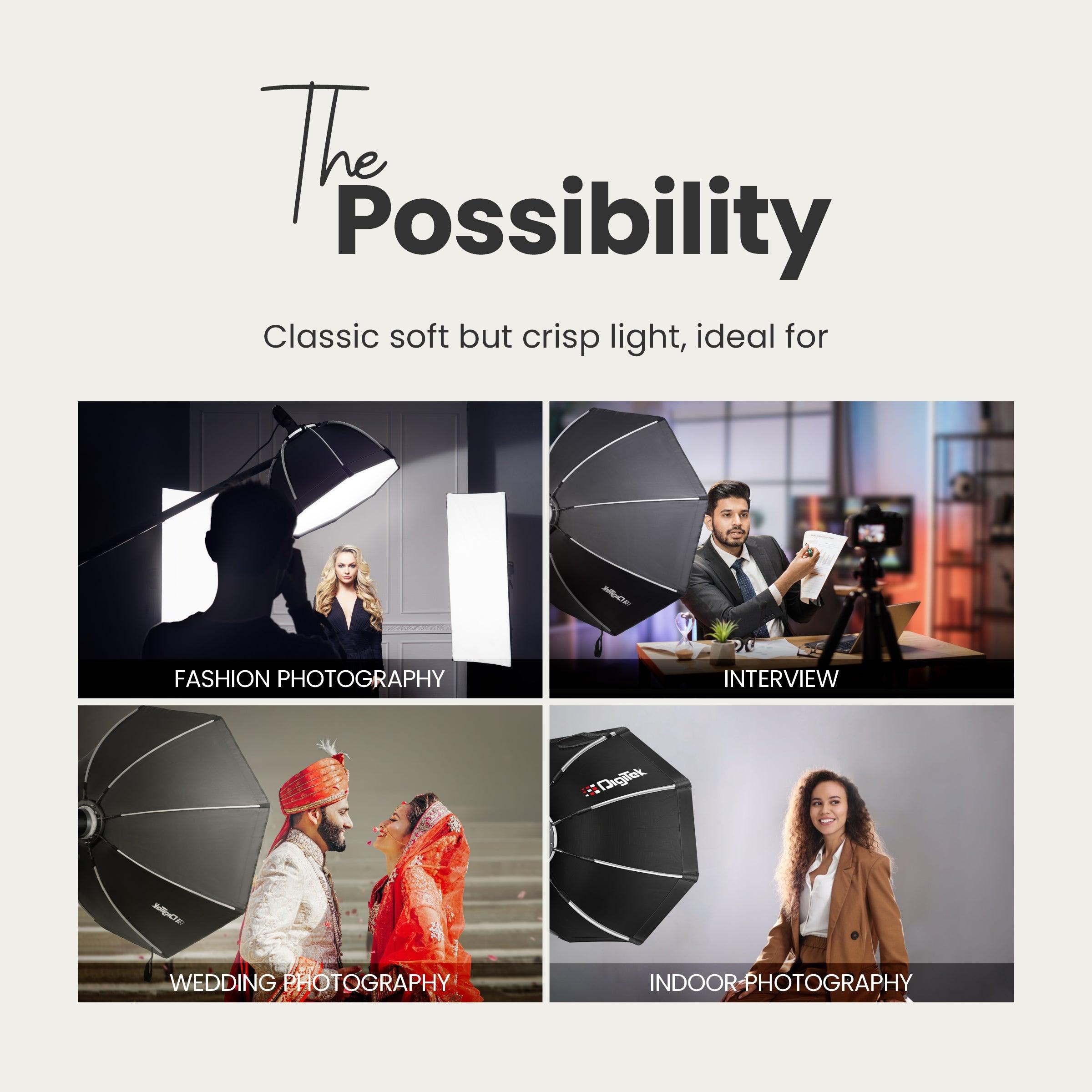 Digitek (DSBH-055) Lightweight & Portable Soft Box Comes with S2 Type Bracket & 2 Diffuser Sheets | Carrying Case | Compatible with All Flash Speedlights - Digitek