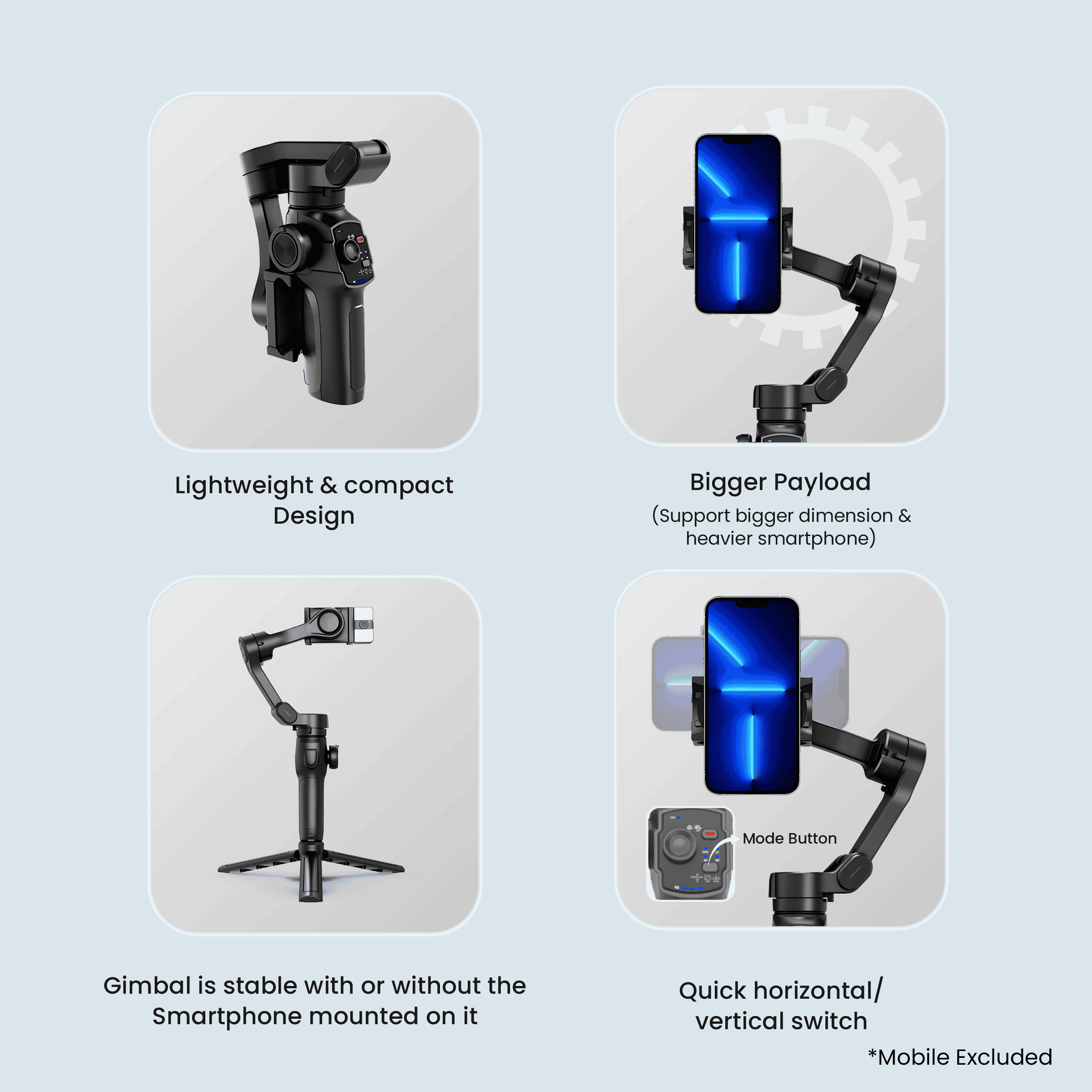 Digitek (DSG-009F) 3 Axis Foldabe Smartphone Gimbal with Built in Extandable Telescopic Rod - Digitek