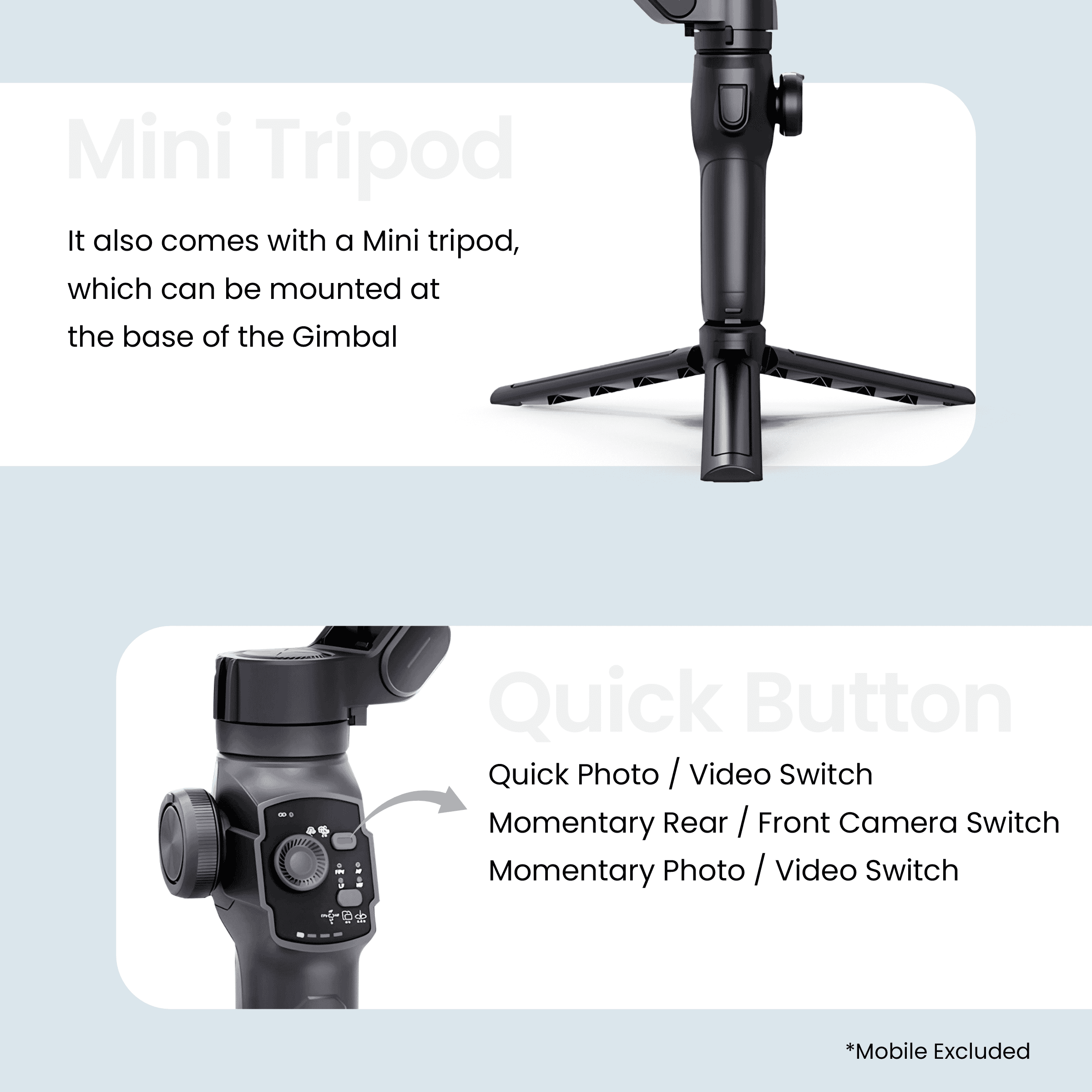 Digitek (DSG-009F) 3 Axis Foldabe Smartphone Gimbal with Built in Extandable Telescopic Rod - Digitek