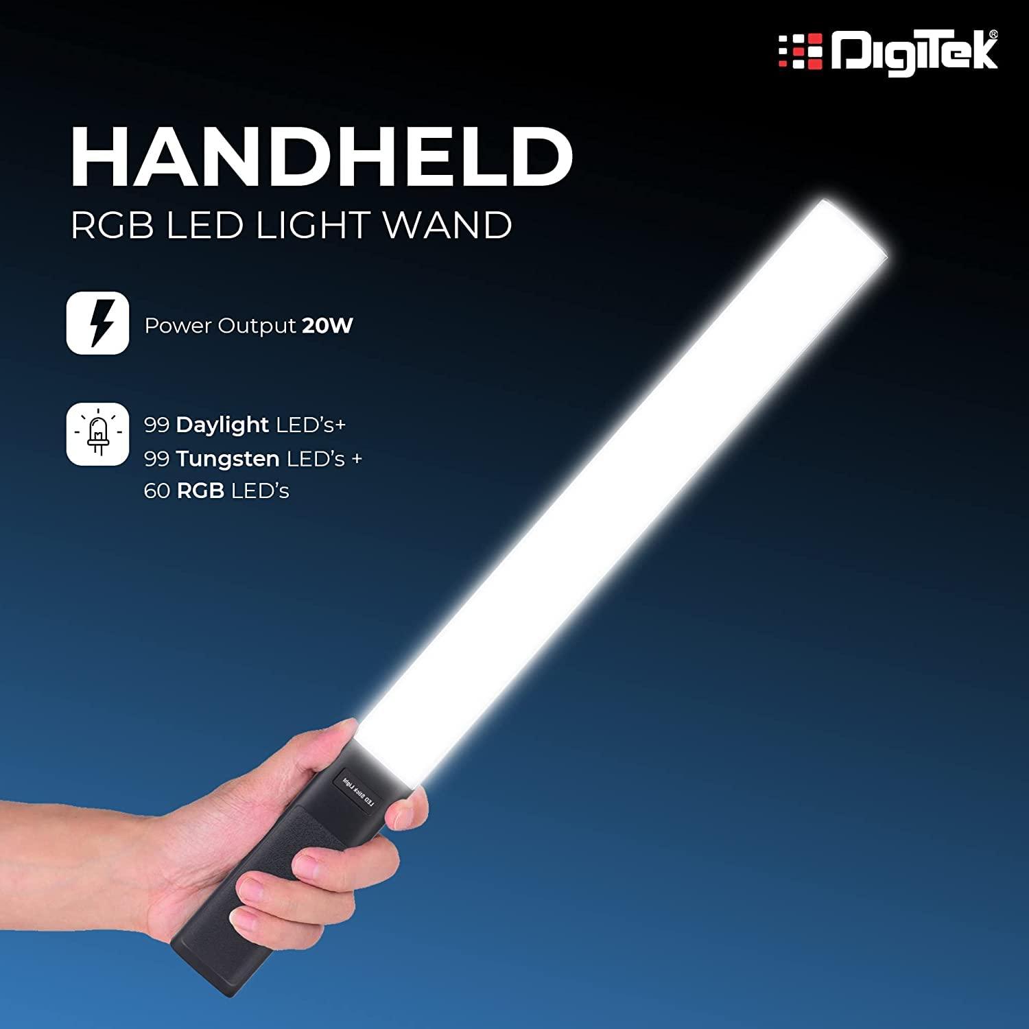 Digitek (DSL-20W RGB Combo) Portable Handheld RGB LED Light Wand with NP F750 Battery & Remote for YouTube, Photo-Shoot, Video Shoot, Live Stream, Makeup & More,...DSL-20W RGB Combo - Digitek