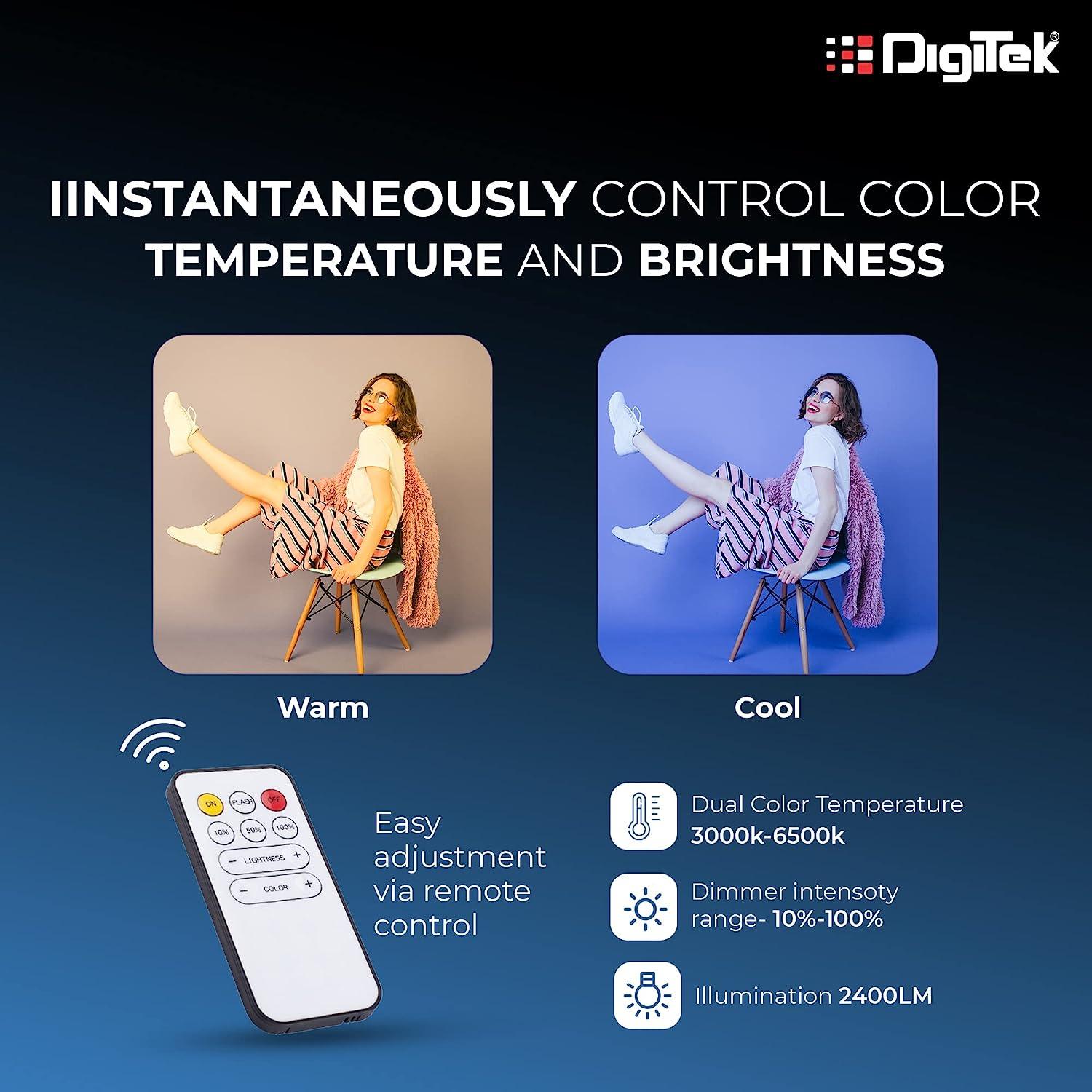 Digitek (DSL-20W RGB) Portable Handheld RGB LED Stick Light Wand with Remote for YouTube, Photo-Shoot, Video Shoot, Live Stream, Makeup & More, Compatible with iPhone/ Android Phones & Cameras. - Digitek