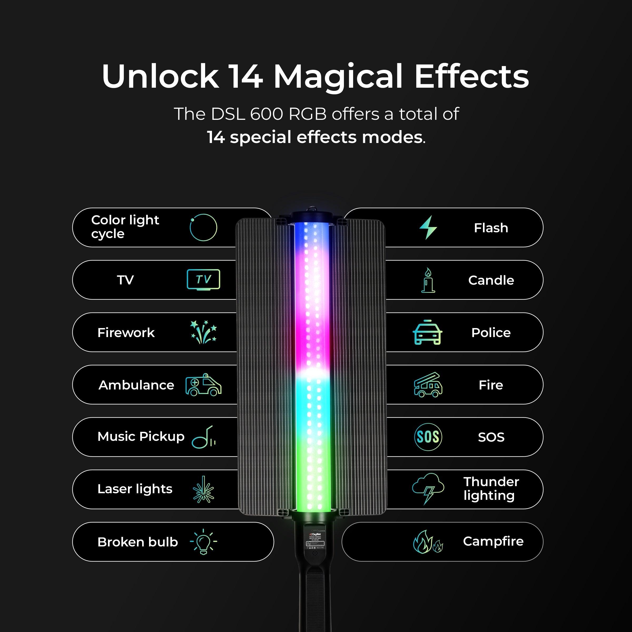 Digitek DSL-600 RGB is a Portable Handheld RGB LED Light Wand - Digitek