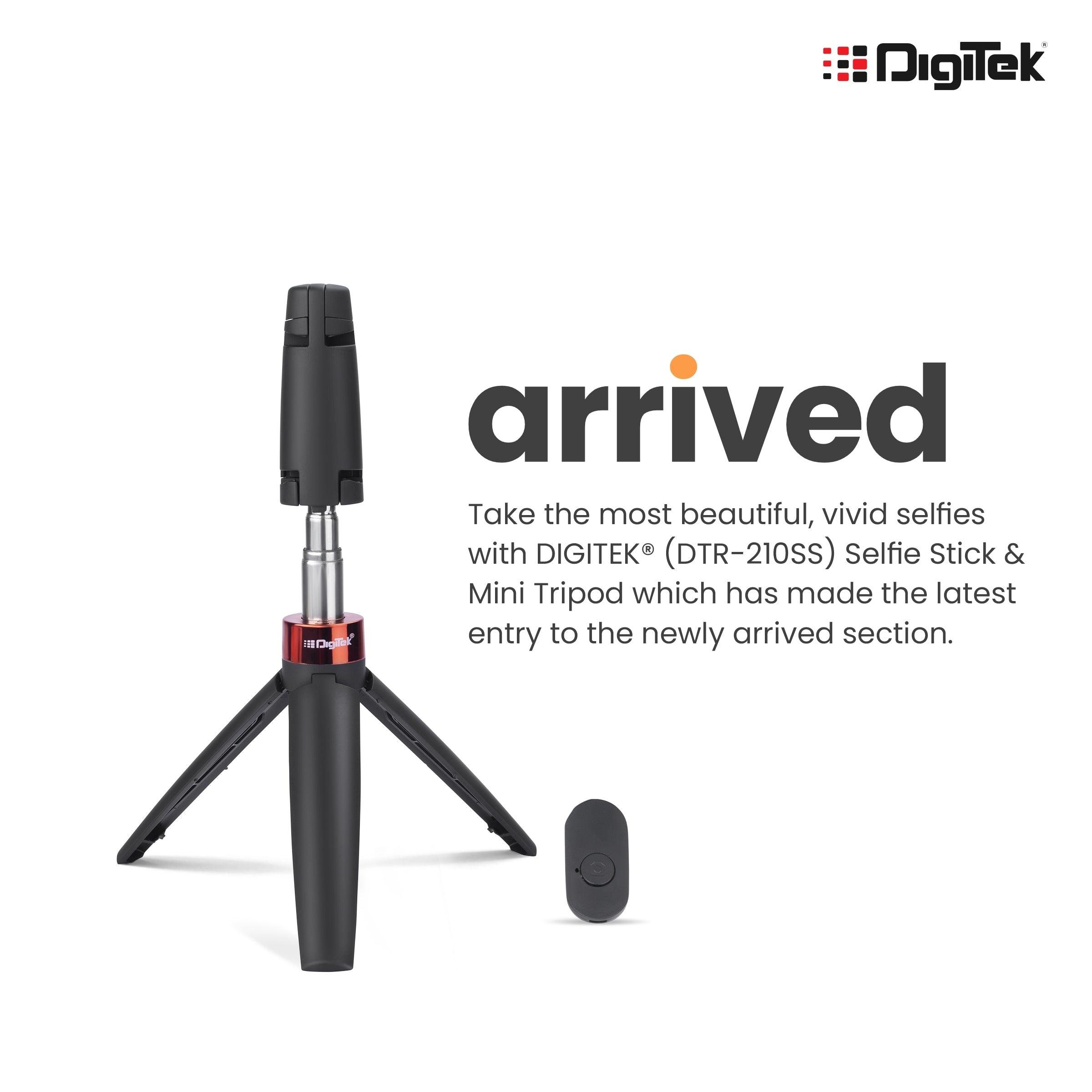 Digitek (DTR-210SS) Portable Selfie Stick with Wireless Remote and 3 Legs Tripod Base, Compatible for iPhone/OnePlus/Samsung/Vivo/Oppo and All Smartphones - Digitek