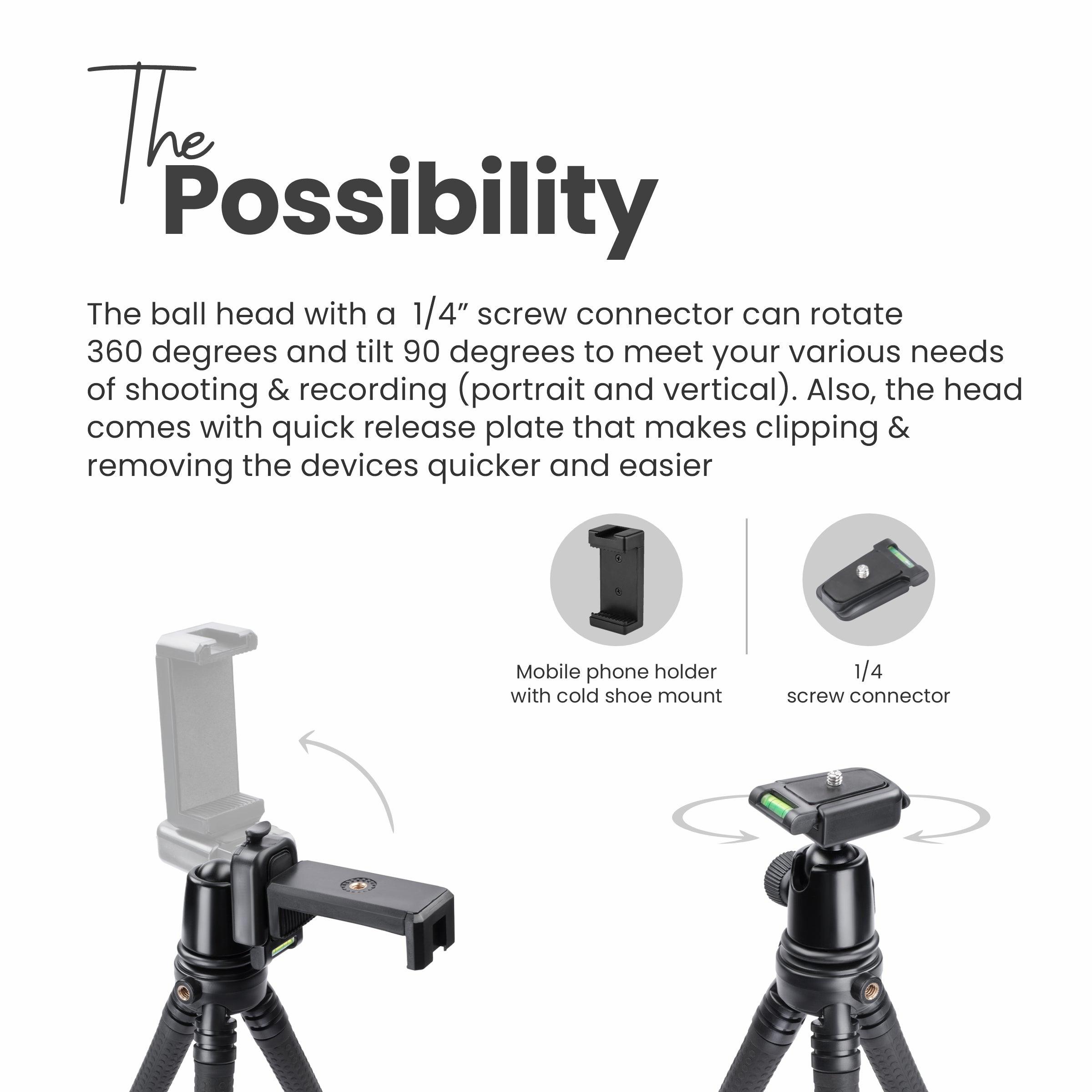 Digitek (DTR-320 FT) Flexible Mini Tripod for Action Camera, Mobile with Phone Mount for All DSLR - Digitek