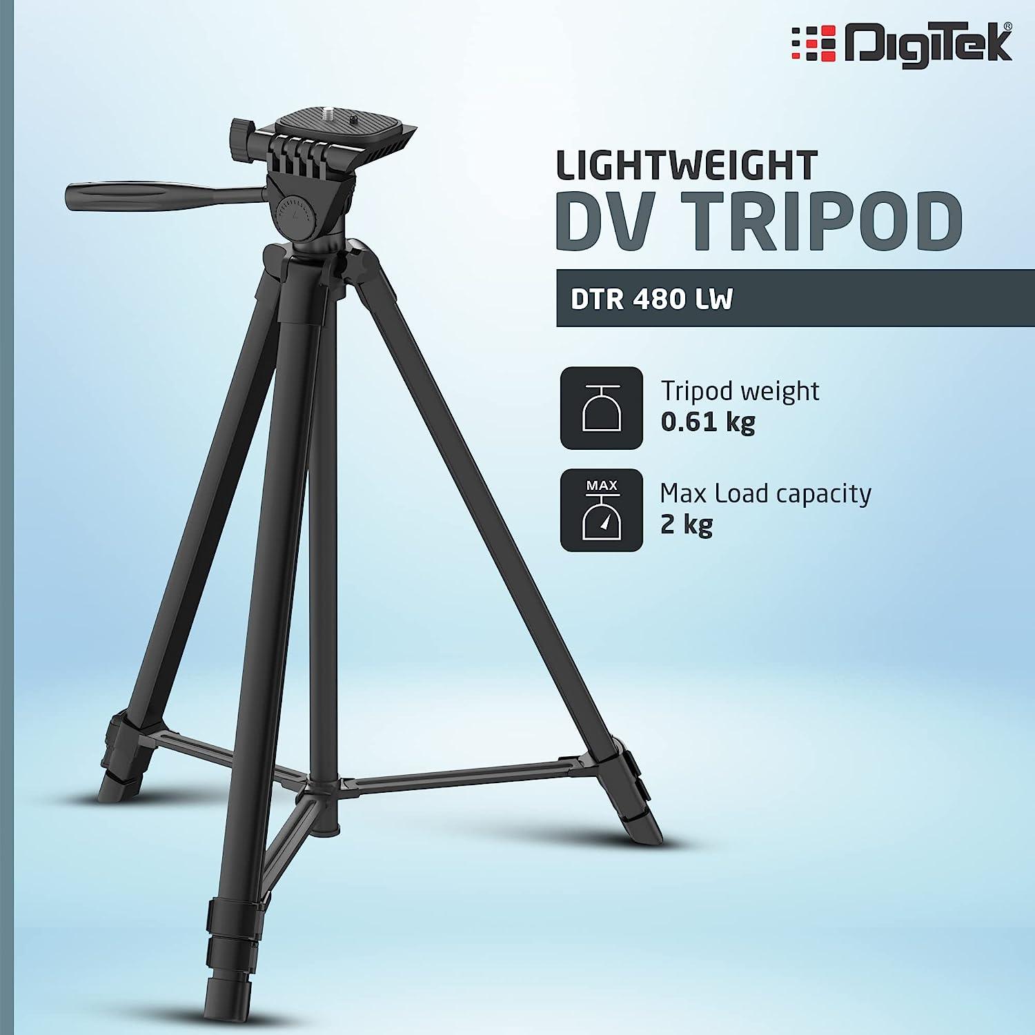 Digitek (DTR 480LW) (57 Inch) Portable Lightweight Aluminium Tripod For DSLR Cameras & Mobile With Carry Bag - Digitek