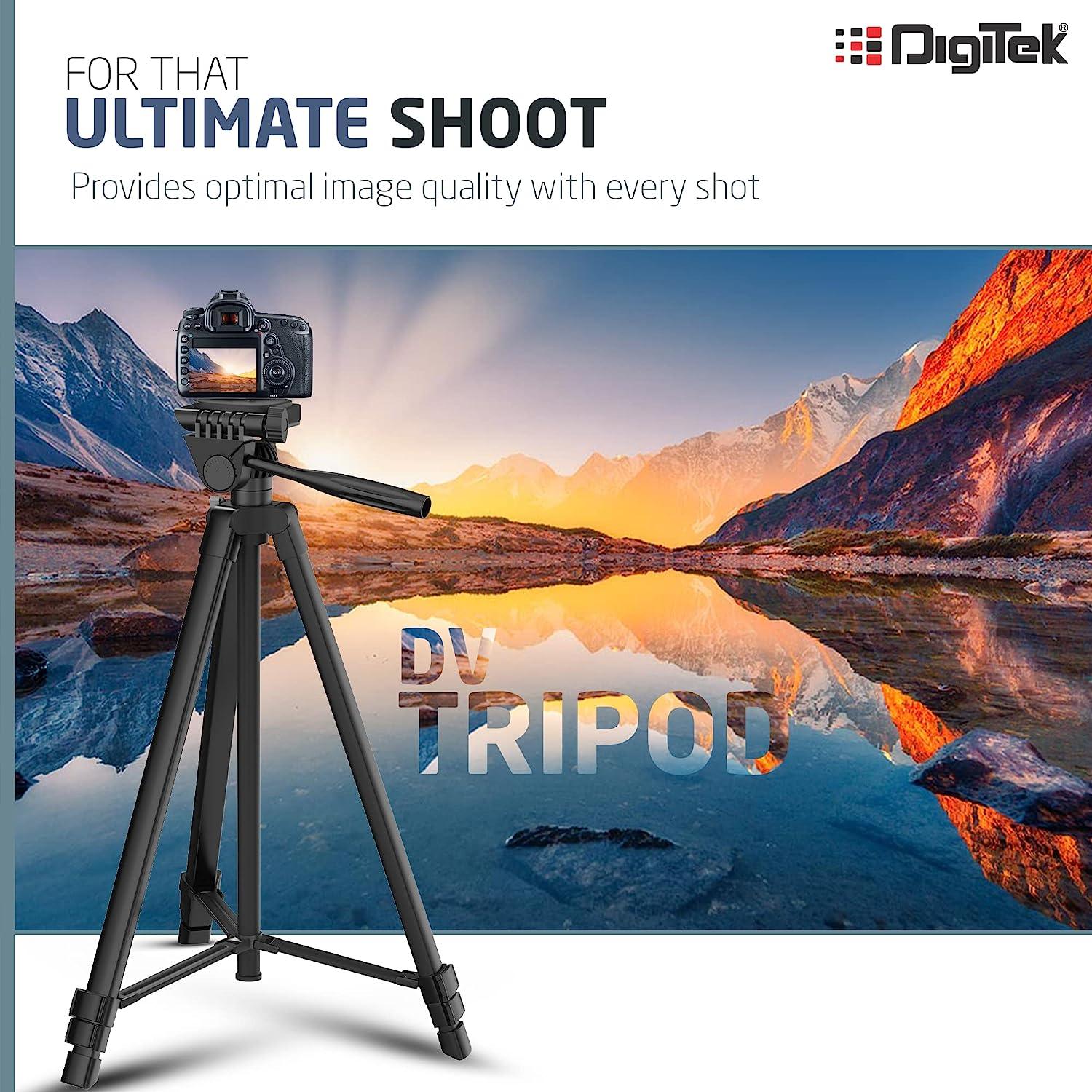 Digitek (DTR 480LW) (57 Inch) Portable Lightweight Aluminium Tripod For DSLR Cameras & Mobile With Carry Bag - Digitek