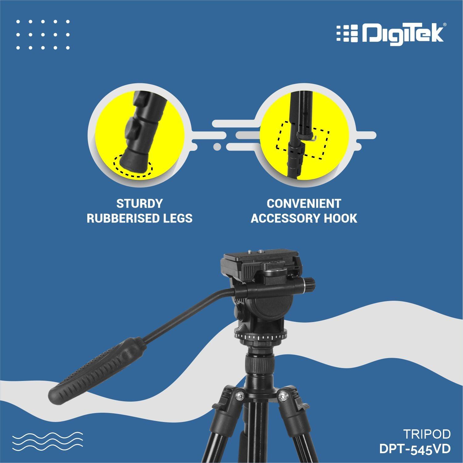 Digitek (DTR-545VD) Professional DV Tripod (65 Inch) Portable and Sturdy for DV Camera. Maximum Load up to 8Kgs. - Digitek