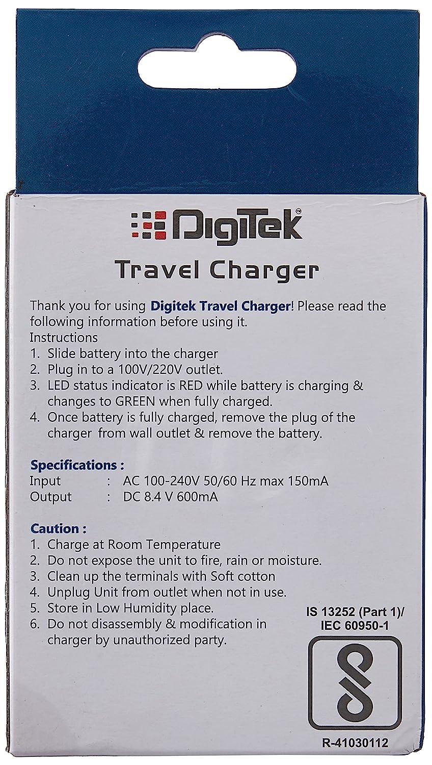 Digitek (DUC 006) Ultra Fast Travel Charger for Sony F960 F970 F980 F550 F750 Batteries - Digitek