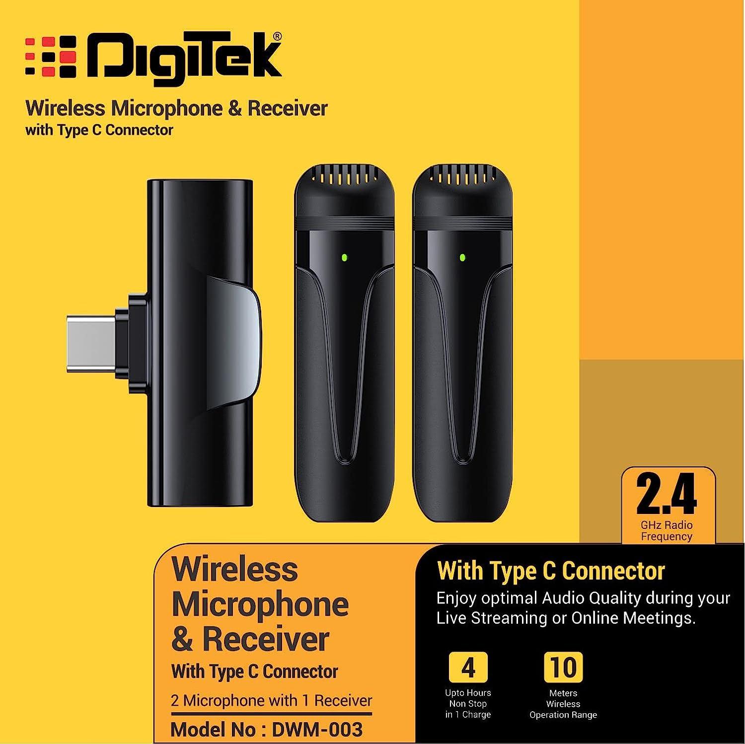 Buy Digitek (DWM-001) Wireless Microphone & Receiver with Type C,  CompatibOnline Best Prices