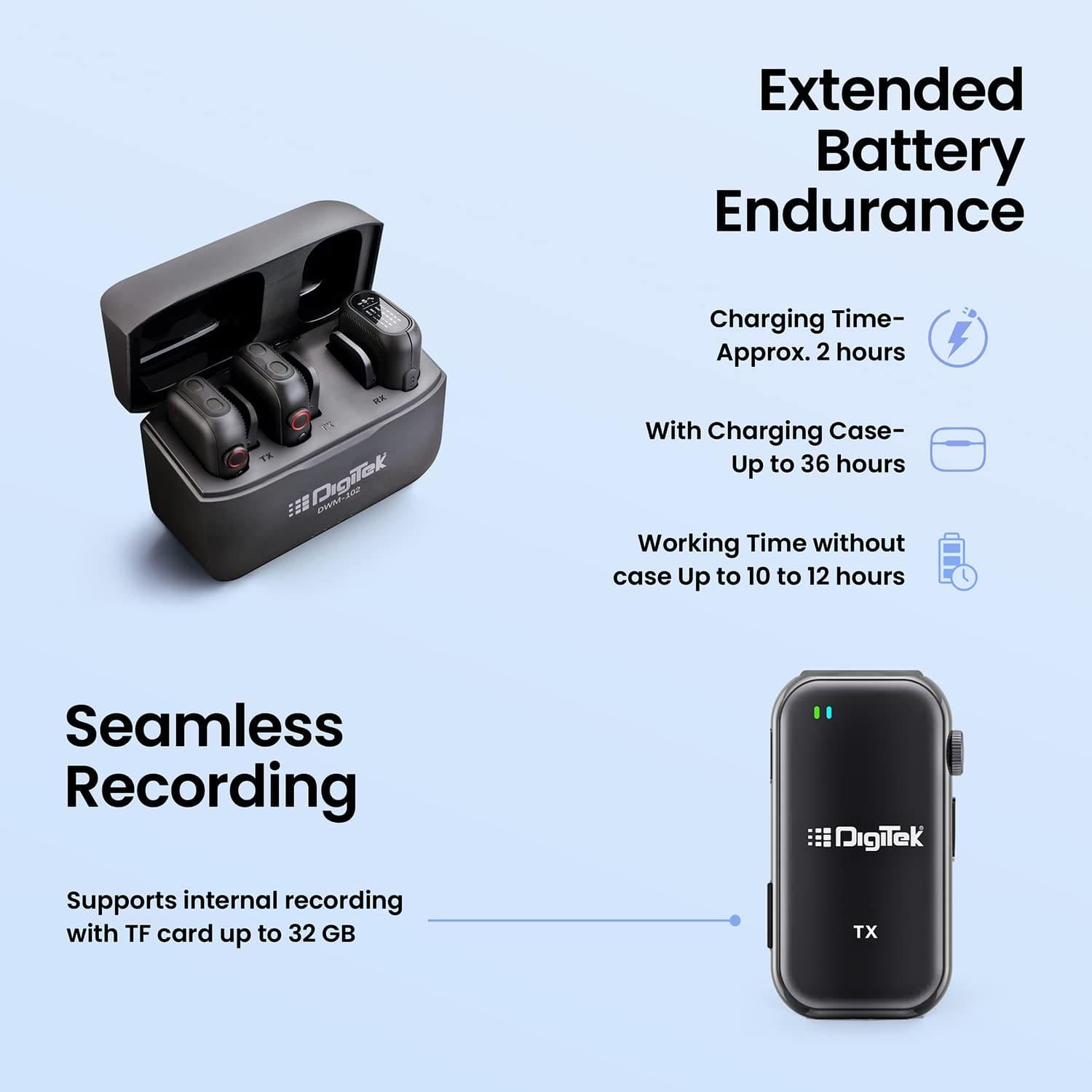 Digitek (DWM-102) Professional Wireless Microphone System for Smartphone & DSLR Cameras DWM-102 - Digitek