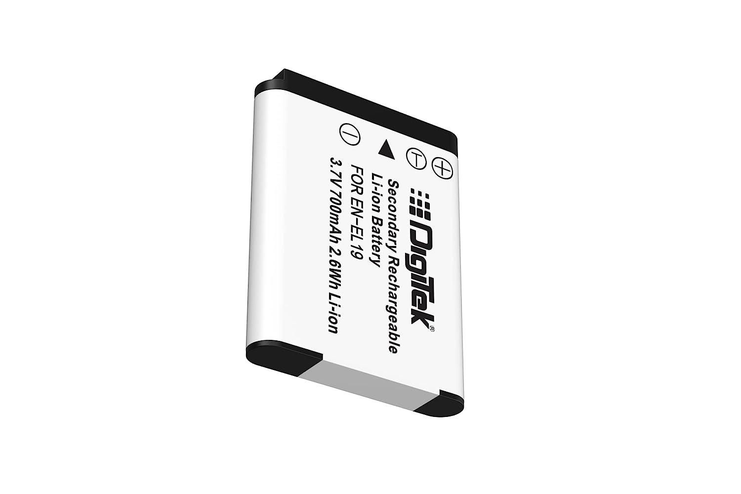 Digitek (EN-EL19) 700 mAh ENEL 19 Rechargeable Lithium Ion Battery for Nikon Camera (Black) - Digitek