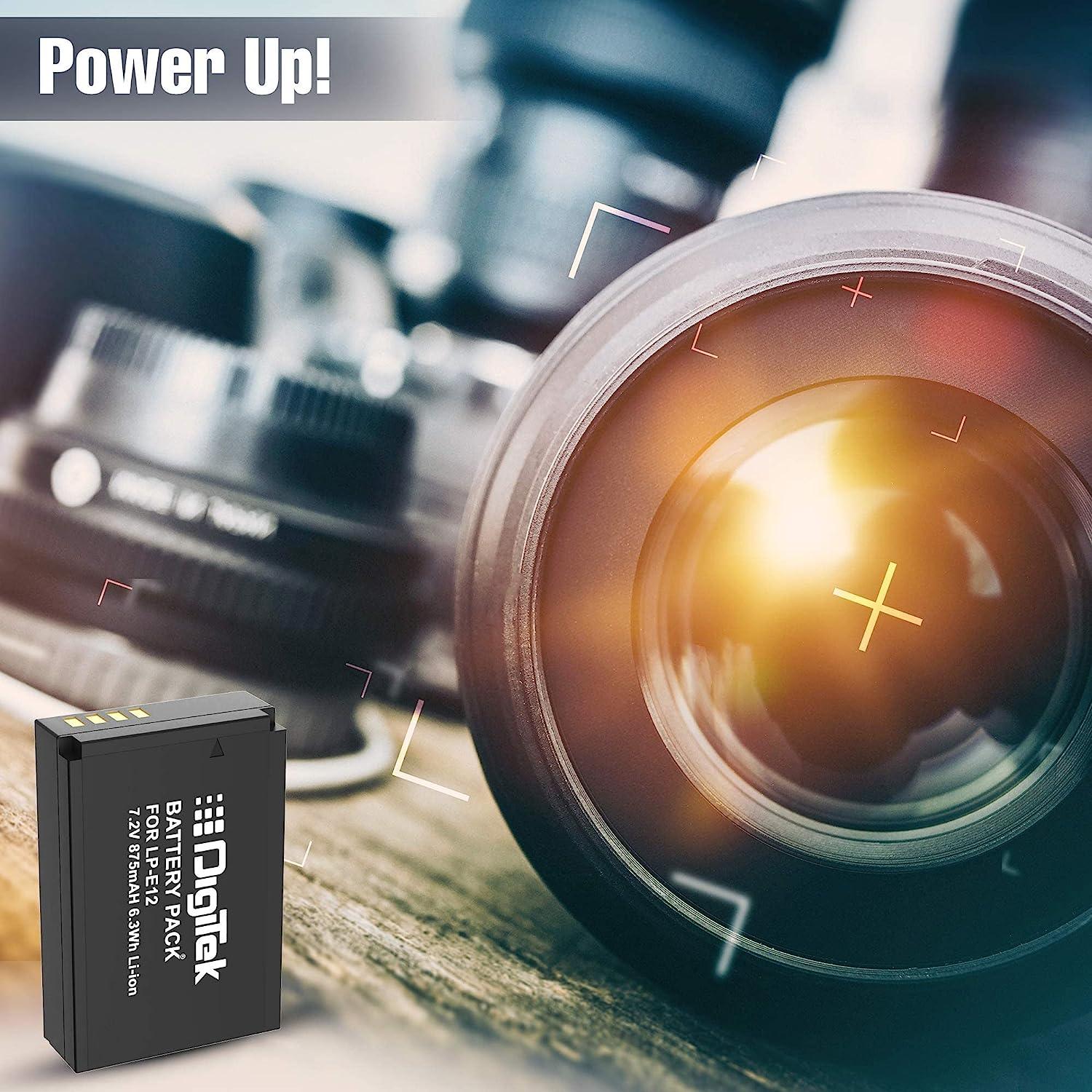 Digitek (LP E12) Lithium-ion Rechargeable Battery Pack for DSLR Camera, Compatibility - EOS M Series, 100D, Kiss M, Kiss X7, Rebel SL1, Power Shot SX70 HS - Digitek