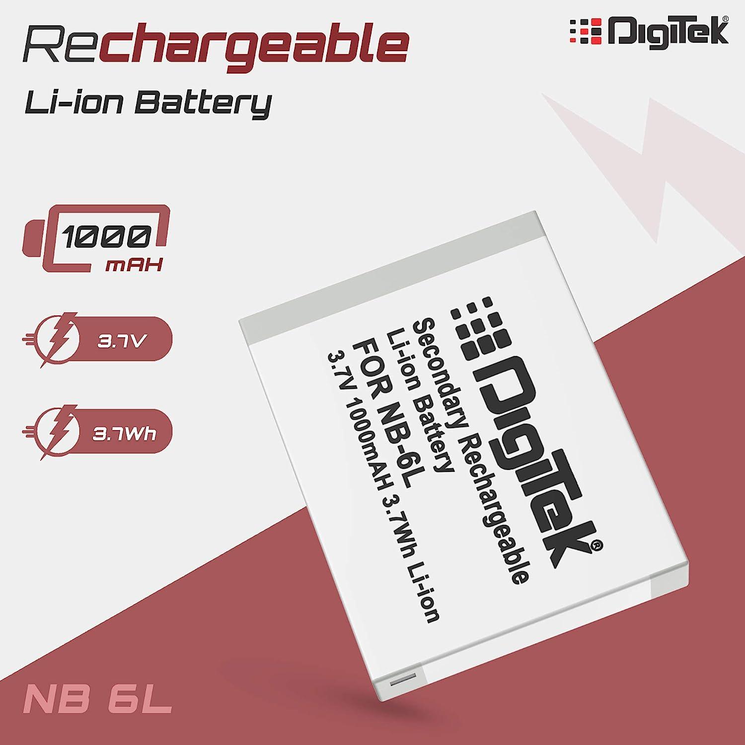 Digitek (NB-6L) Digitek NB-6L Lithium-ion Rechargeable for Canon DSLR Camera Battery - Digitek