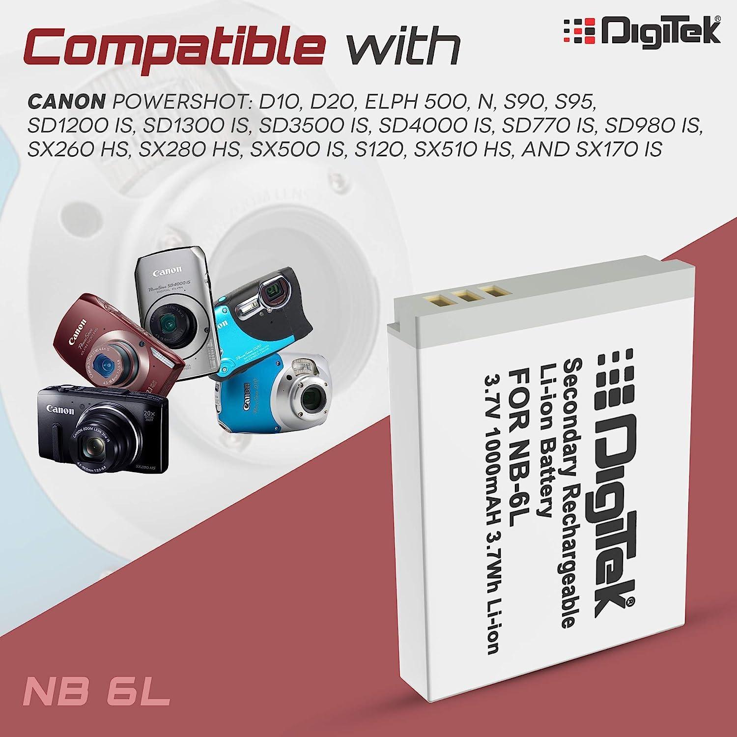 Digitek (NB-6L) Digitek NB-6L Lithium-ion Rechargeable for Canon DSLR Camera Battery - Digitek