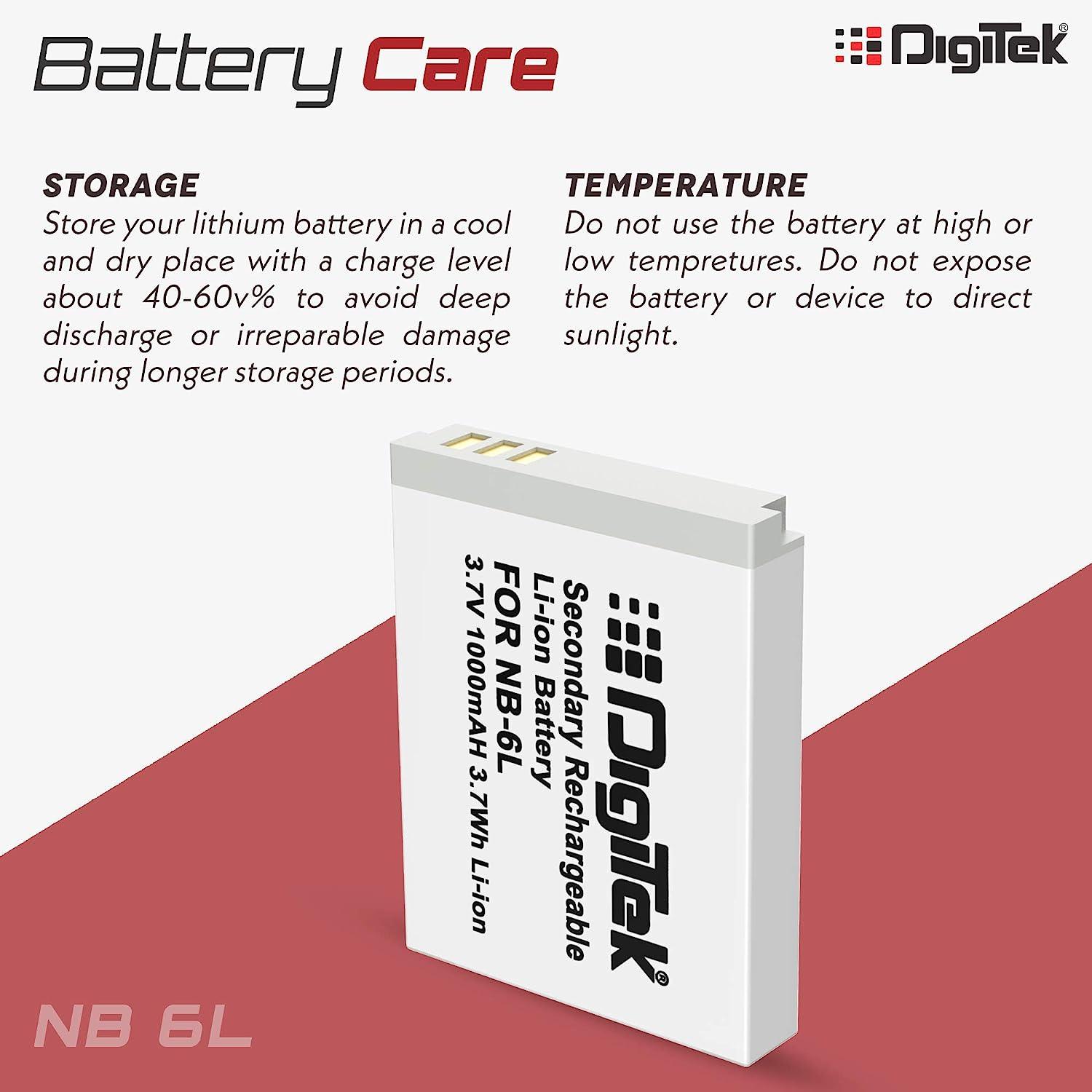 Digitek (NB-6L) Digitek NB-6L Lithium-ion Rechargeable for Canon DSLR Camera Battery - Digitek