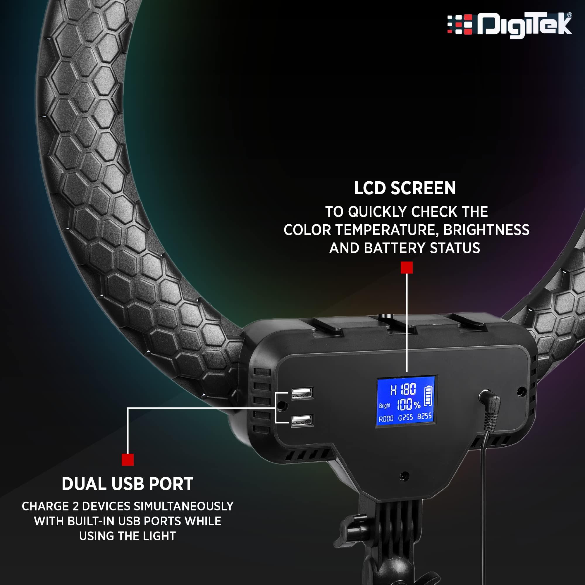 digitek platinum dprl 19 rgb professional rgb 45cm big led ring light with 480 pcs smd led more brightness and 2 color temperature for youtube streaming photo video shoot makeup and vlogging and more 33787336392937