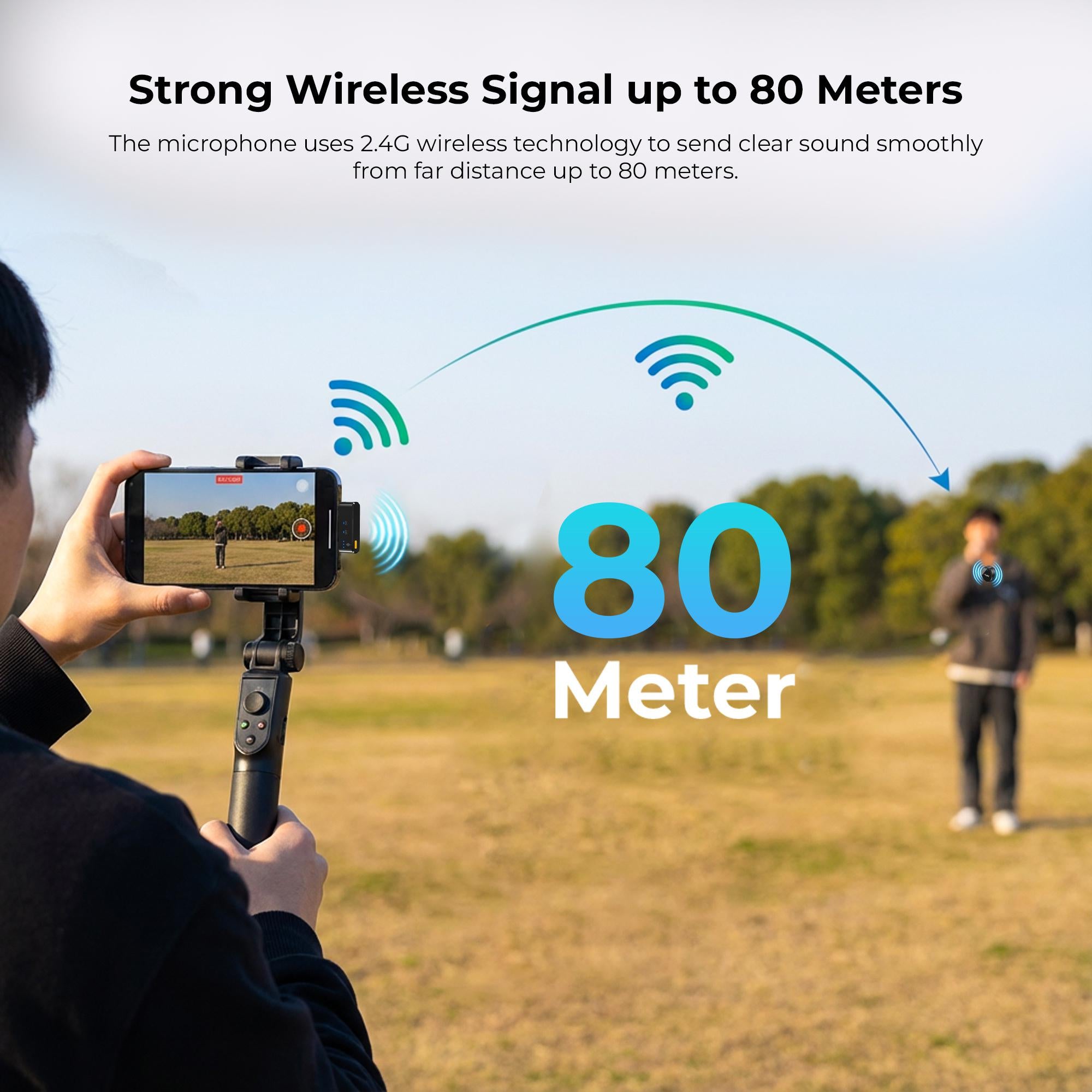 Digitek (DWM-124) 2-in-1 Wireless Microphone System for iPhone 15+ Above & Type-C Android, 80m Range, Noise Reduction & Echo Modes, For Creators & Vloggers