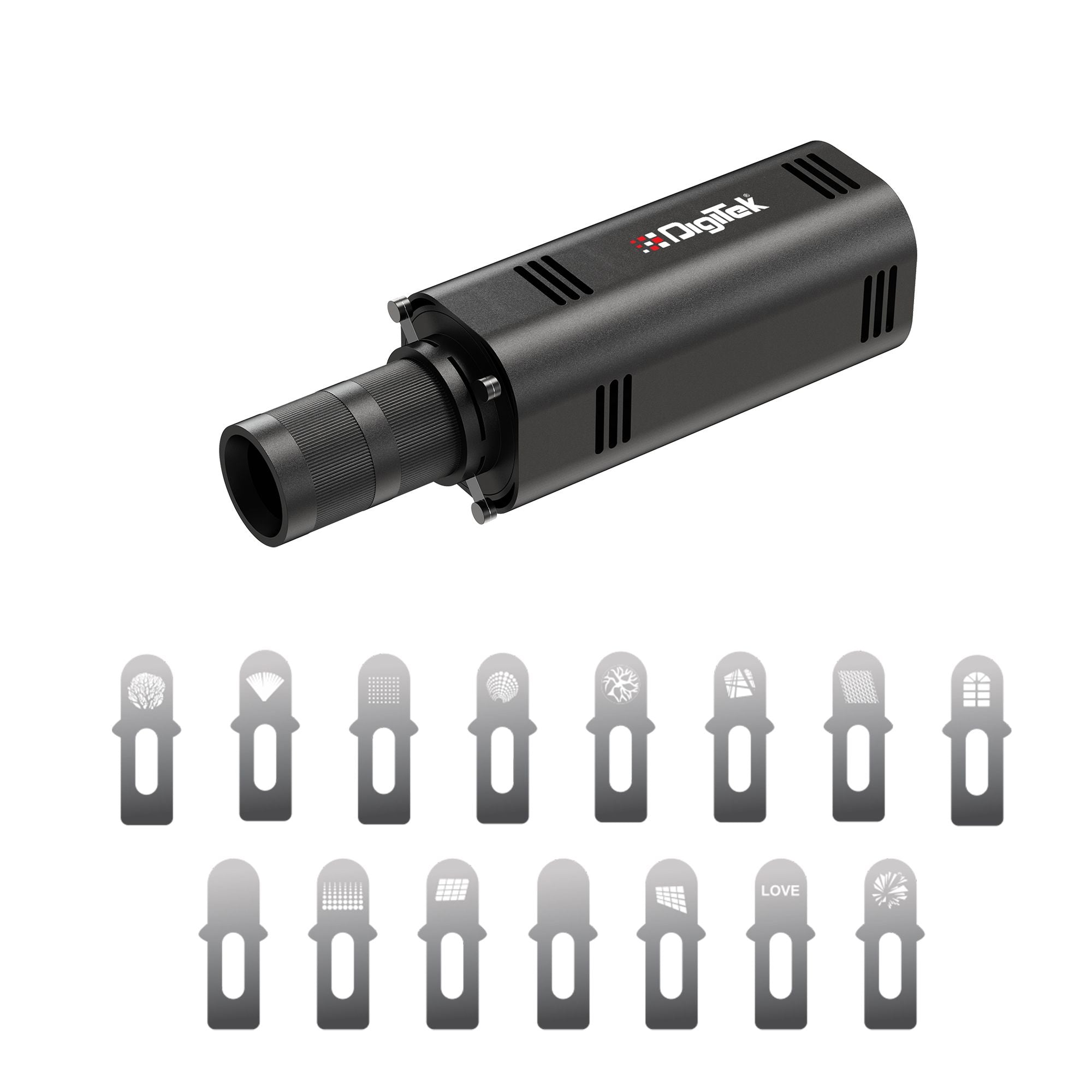 Digitek (DS 30 WTP) 30W Optical Snoot Zoom Gobo Projector, 12 Special Effects, 3900 Lumen, 3000mAh Battery, Dual Temp 2700K-6500K, 15 GOBOs and 5 Color Films, CRI ≥96, For Photo & Videography