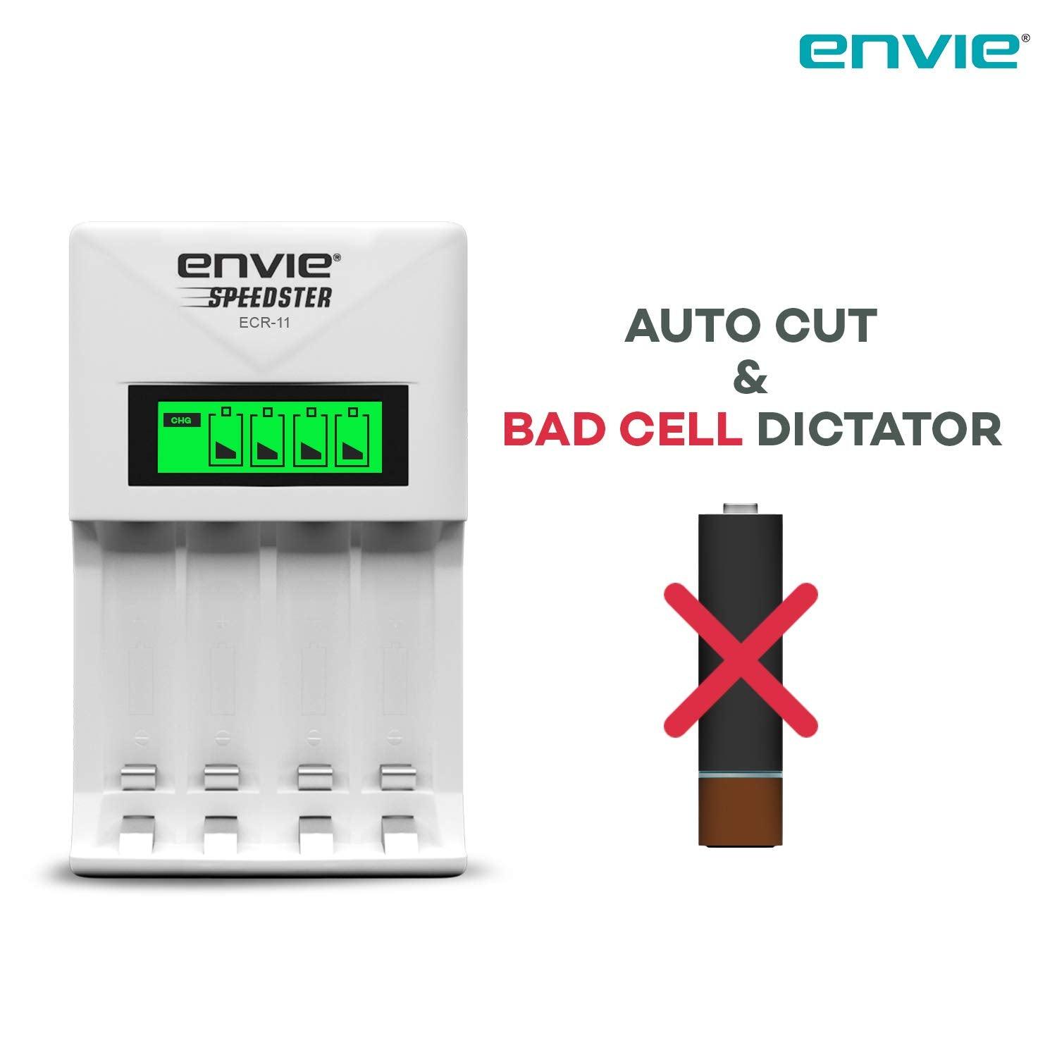 ENVIE (ECR 11) Speedster Fast Charger for AA & AAA Rechargeable Batteries (with LCD Display) - Digitek