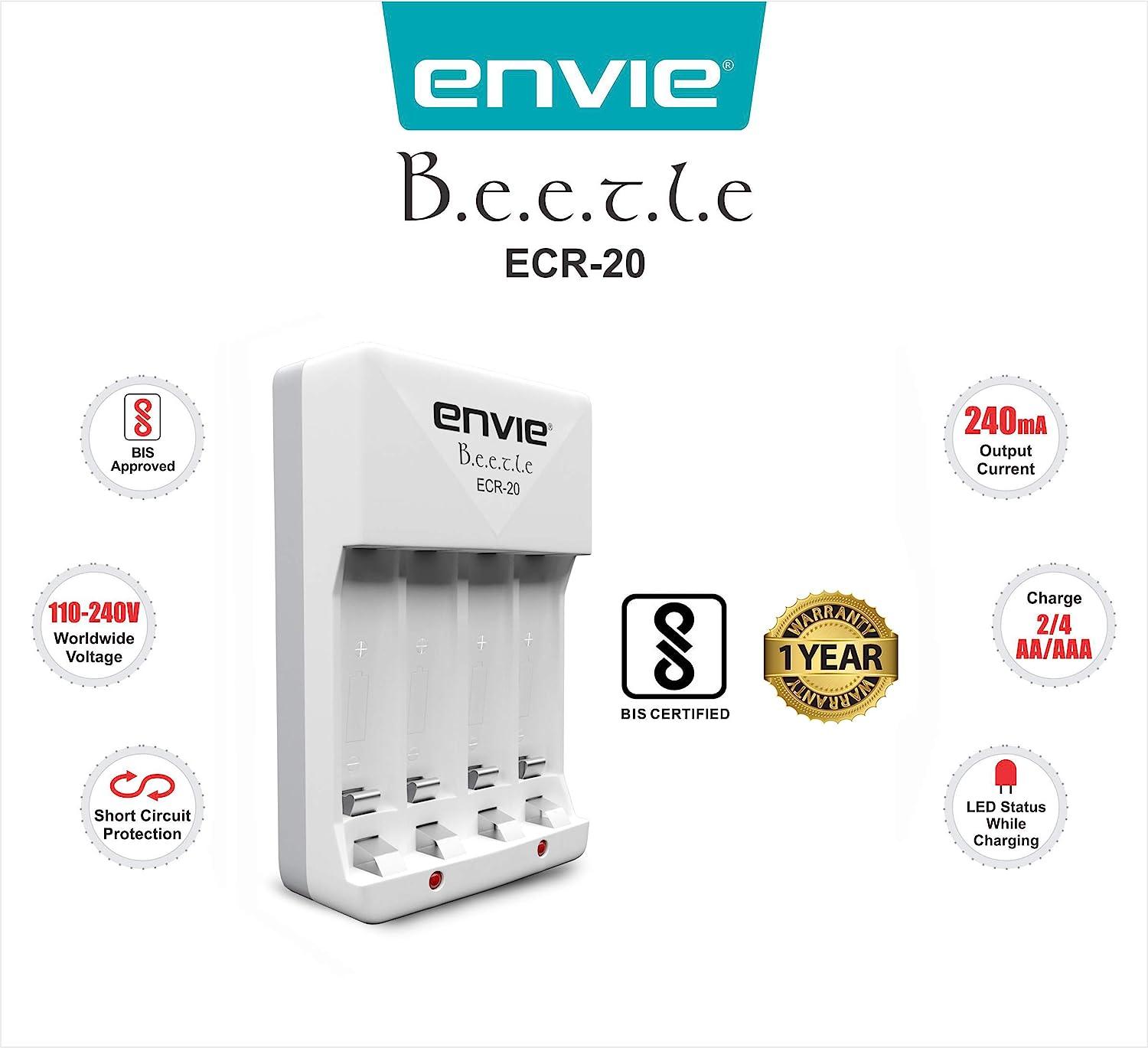 ENVIE (ECR-20) Charger for AA & AAA Rechargeable Batteries - Digitek