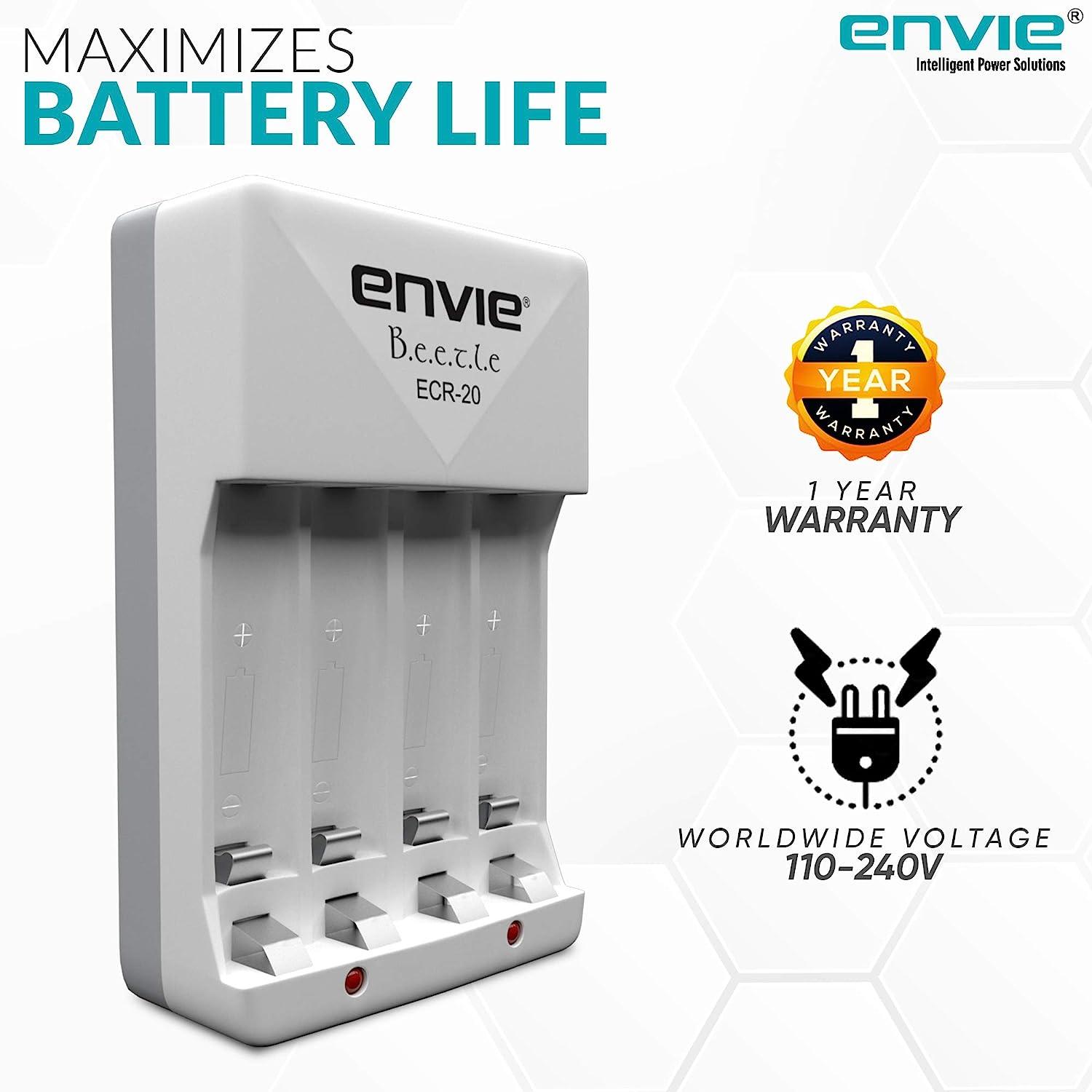 ENVIE (ECR-20) Charger for AA & AAA Rechargeable Batteries - Digitek