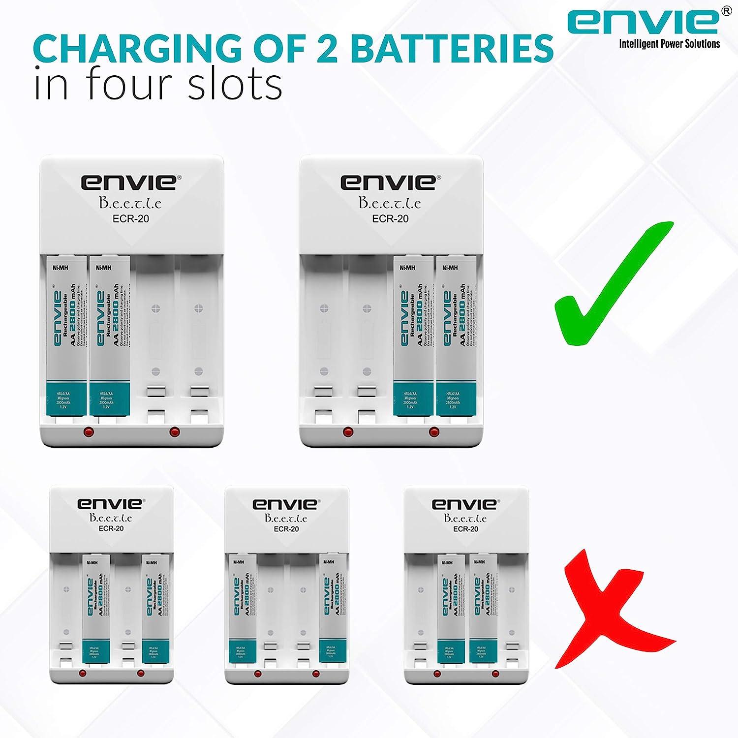 ENVIE (ECR-20) Charger for AA & AAA Rechargeable Batteries - Digitek