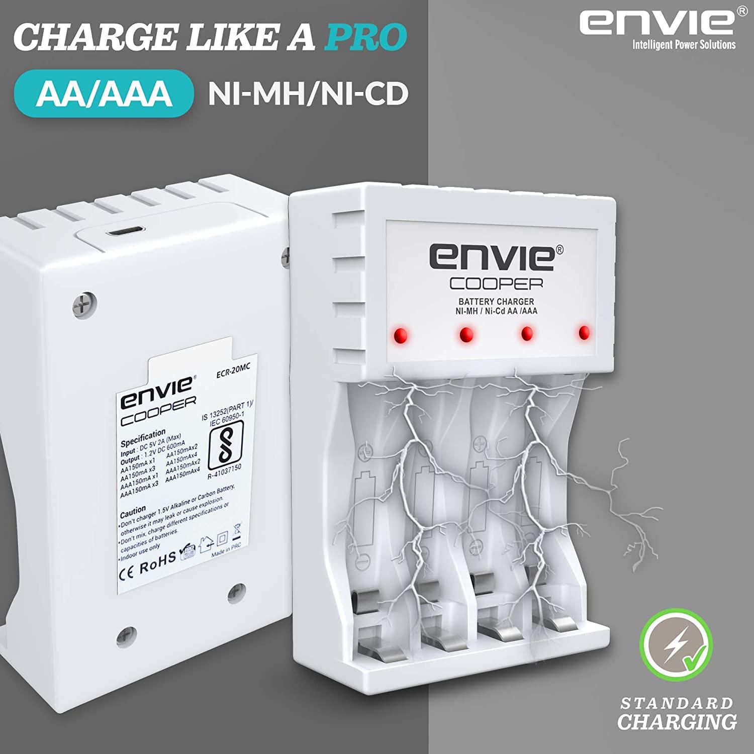 ENVIE (ECR 20 MC+4xAA2100) Standard Rechargeable Battery Charger for AA & AAA Ni-mh/Ni-Cd with 4xAA2100 Rechargeable Batteries - Digitek